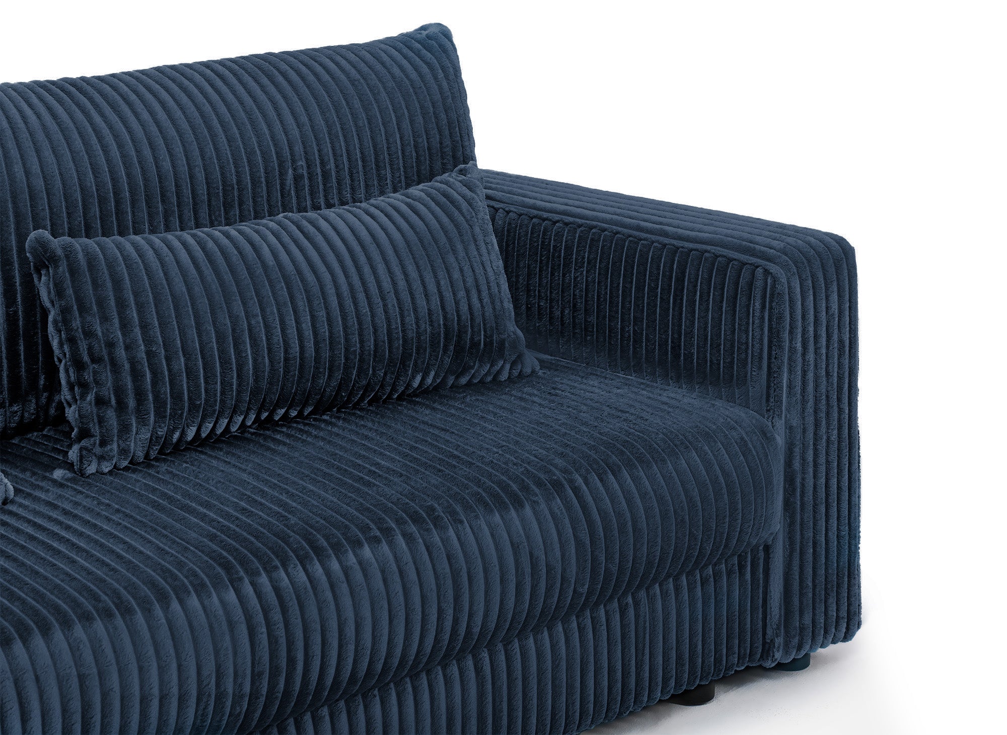 ZURIA 3-Sitzer-Schlafsofa mit Stauraum aus dickem blauem Cord