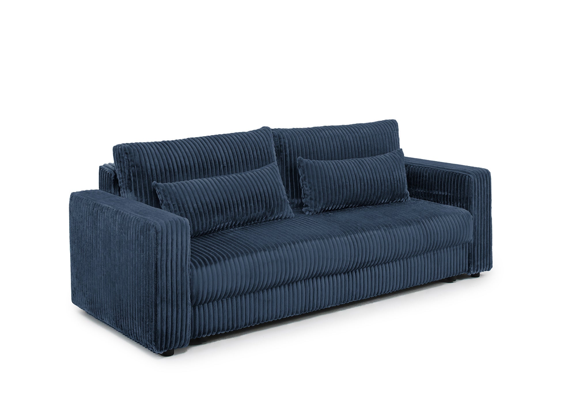 ZURIA 3-Sitzer-Schlafsofa mit Stauraum aus dickem blauem Cord