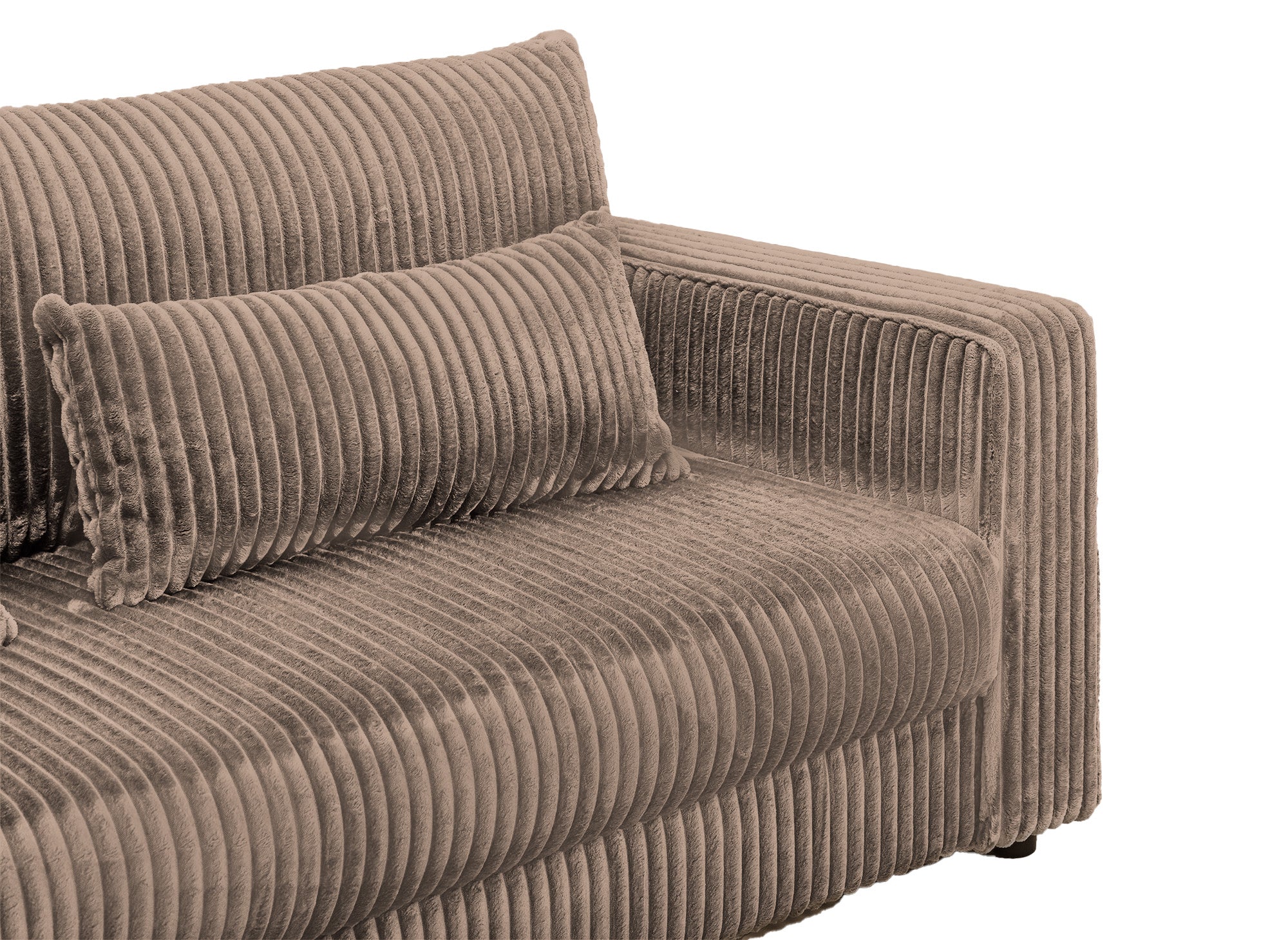 ZURIA 3-Sitzer-Schlafsofa mit Stauraum aus dickem Taupe-Cord