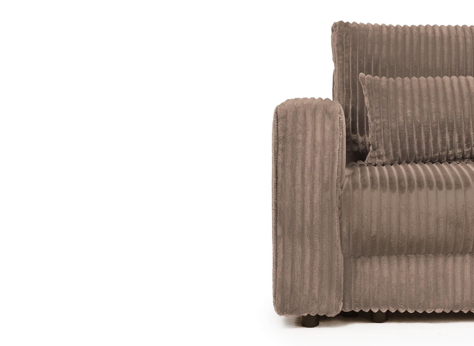 ZURIA 3-Sitzer-Schlafsofa mit Stauraum aus dickem Taupe-Cord