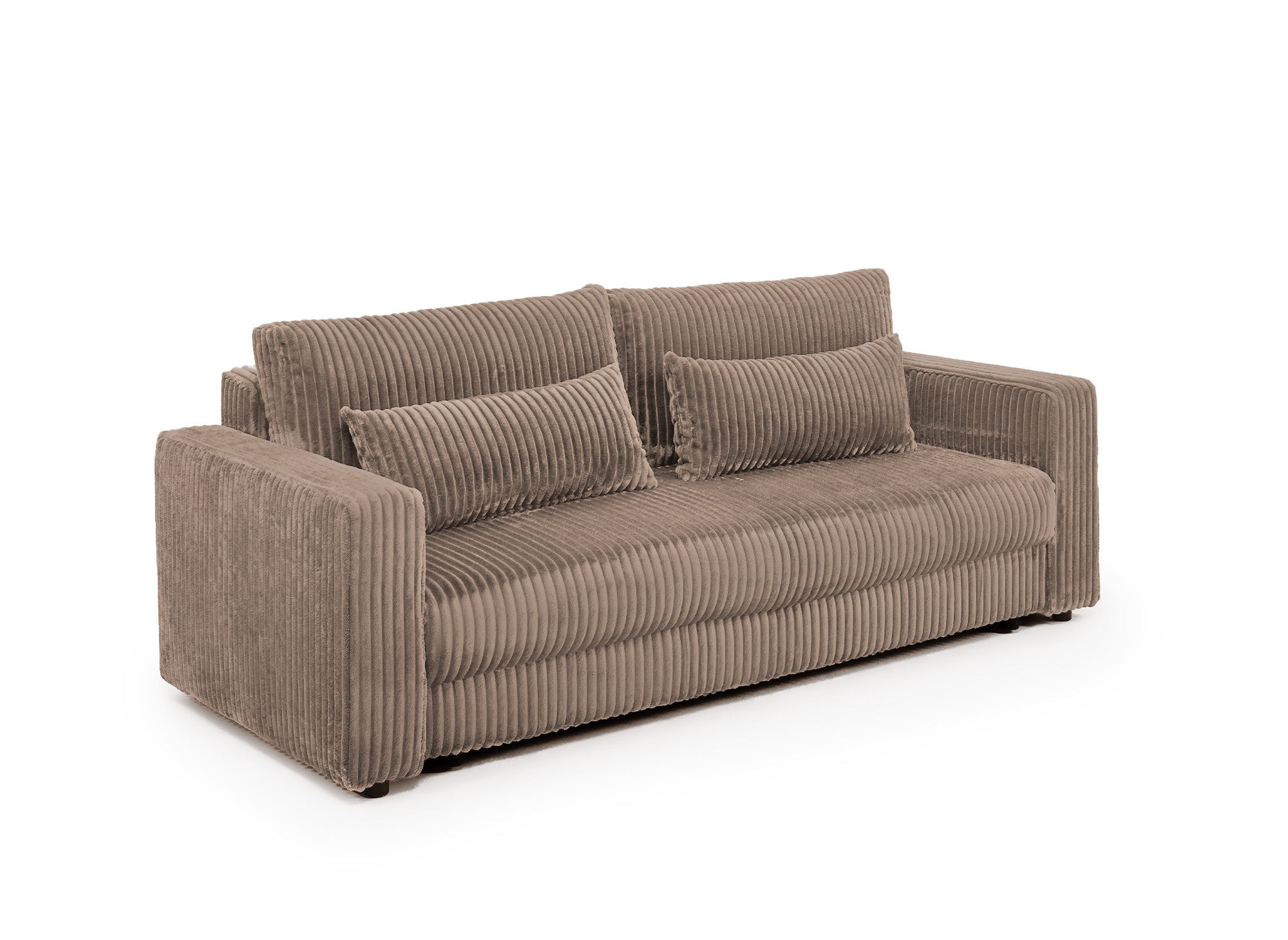 ZURIA 3-Sitzer-Schlafsofa mit Stauraum aus dickem Taupe-Cord