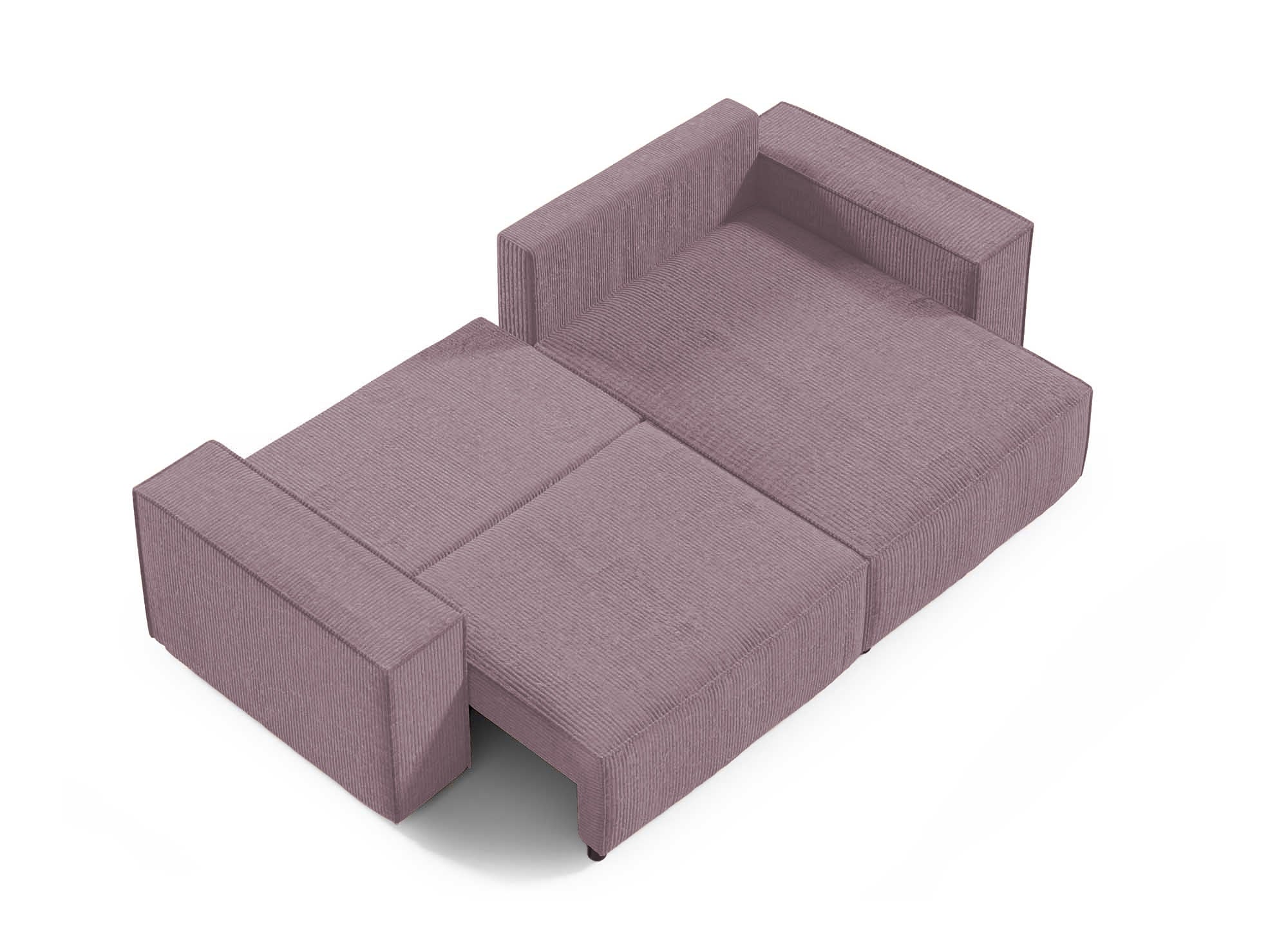 JADE MINI, umwandelbares und wendbares Ecksofa aus fliederfarbenem Cord mit Stauraum