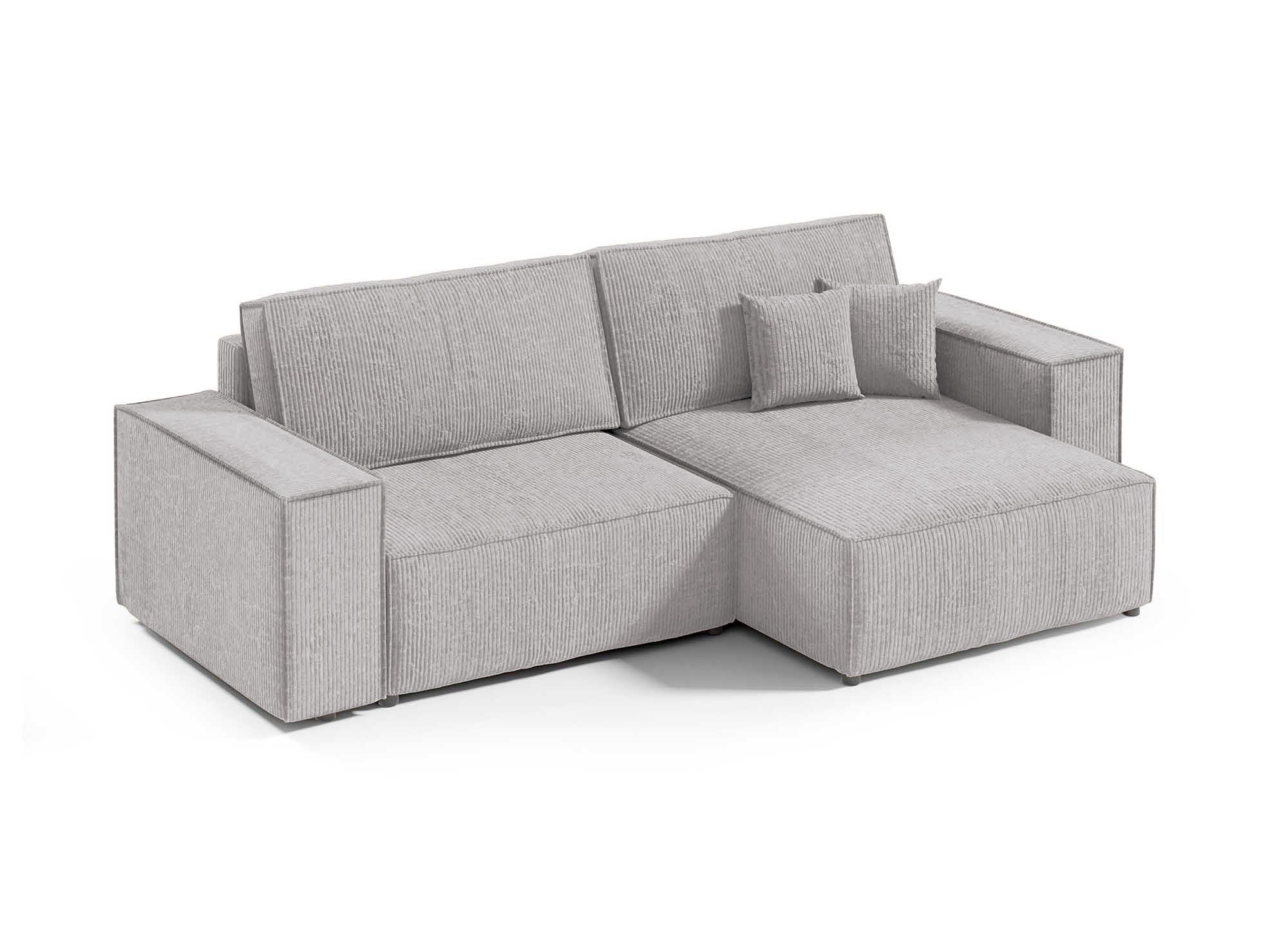 JADE MINI Ecksofa aus grauem Cord mit Stauraum, umwandelbar und wendbar