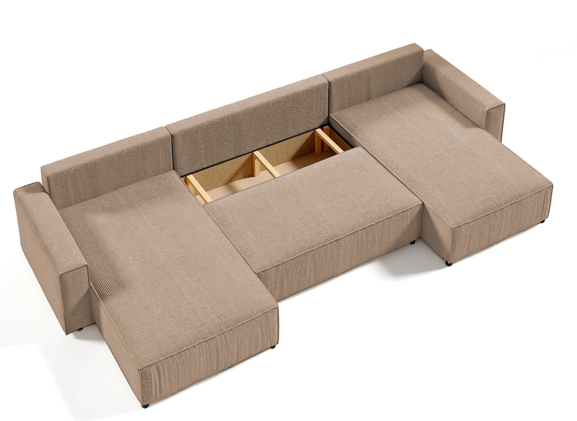 JADE Panorama-Sofa mit Stauraum, Mokka-Cord