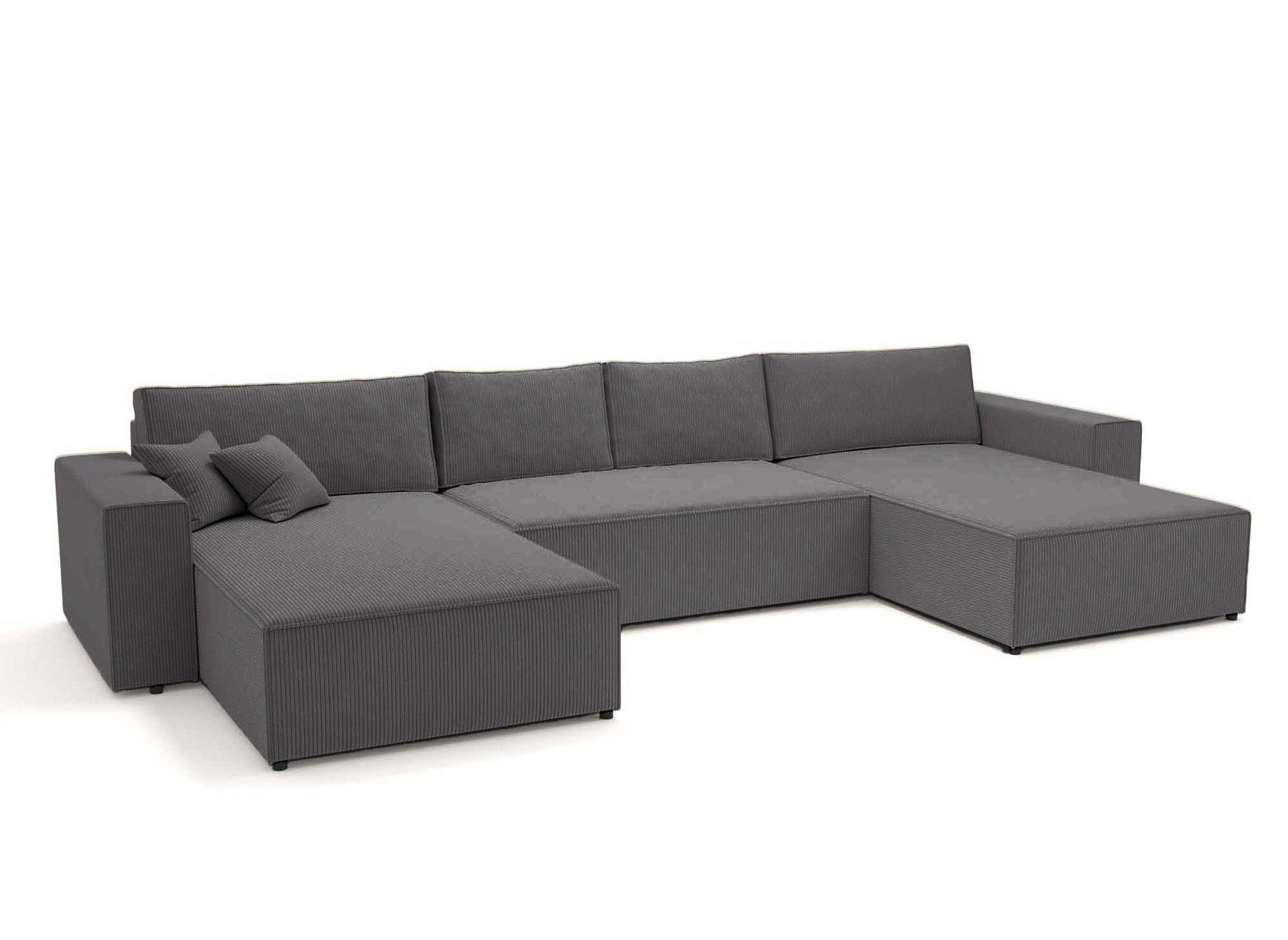 Panorama-Schlafsofa JADE mit Stauraum aus anthrazitgrauem Cord