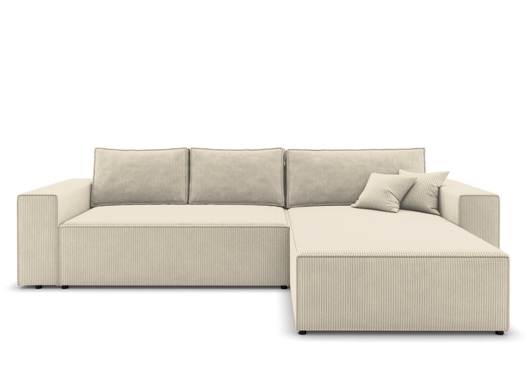 JADE Ecksofa aus geripptem Samt in Beige mit Stauraum, umwandelbar und wendbar