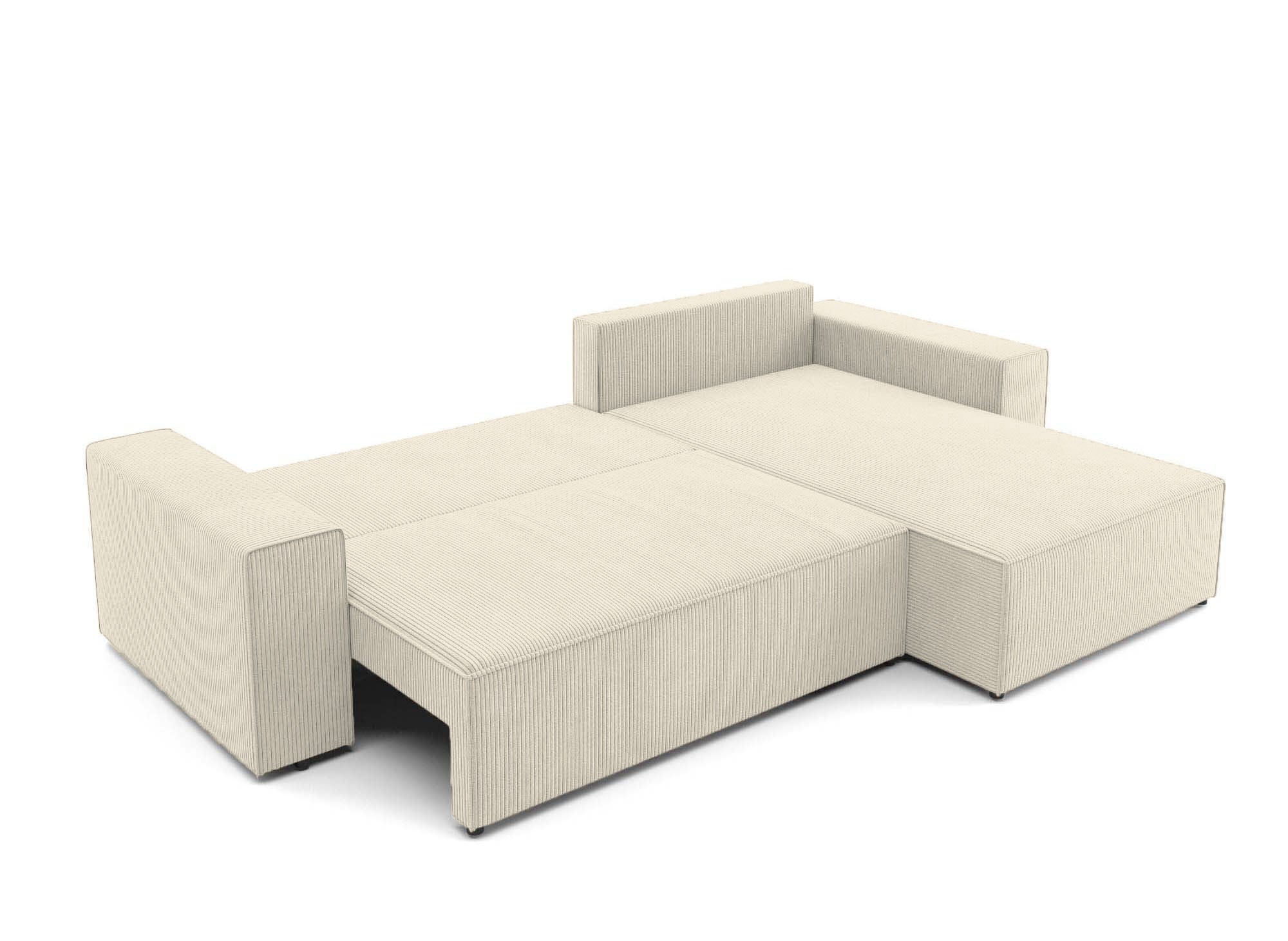 JADE Ecksofa aus geripptem Samt in Beige mit Stauraum, umwandelbar und wendbar