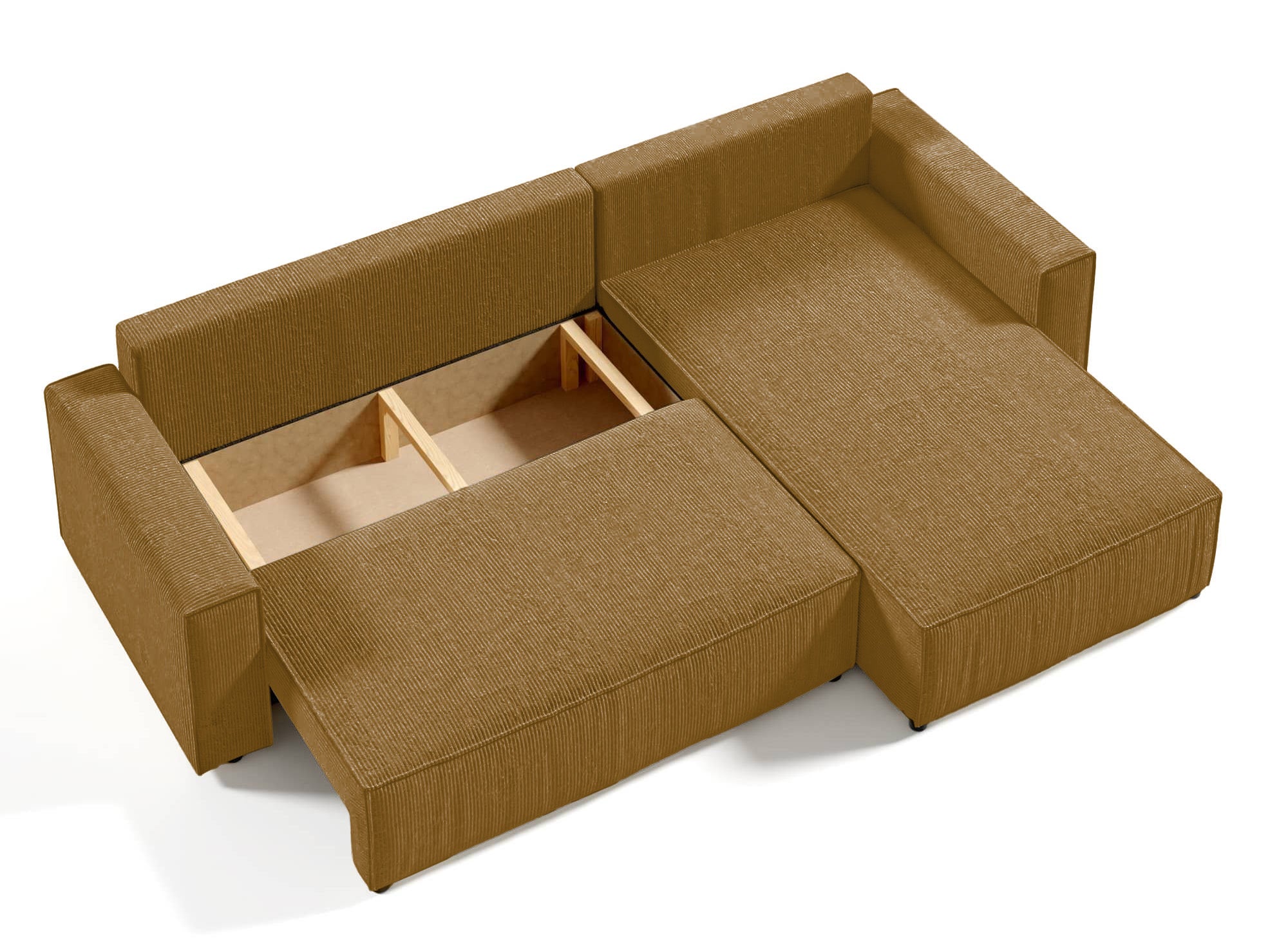 JADE umwandelbares und wendbares Ecksofa mit Stauraum aus senffarbenem Cord