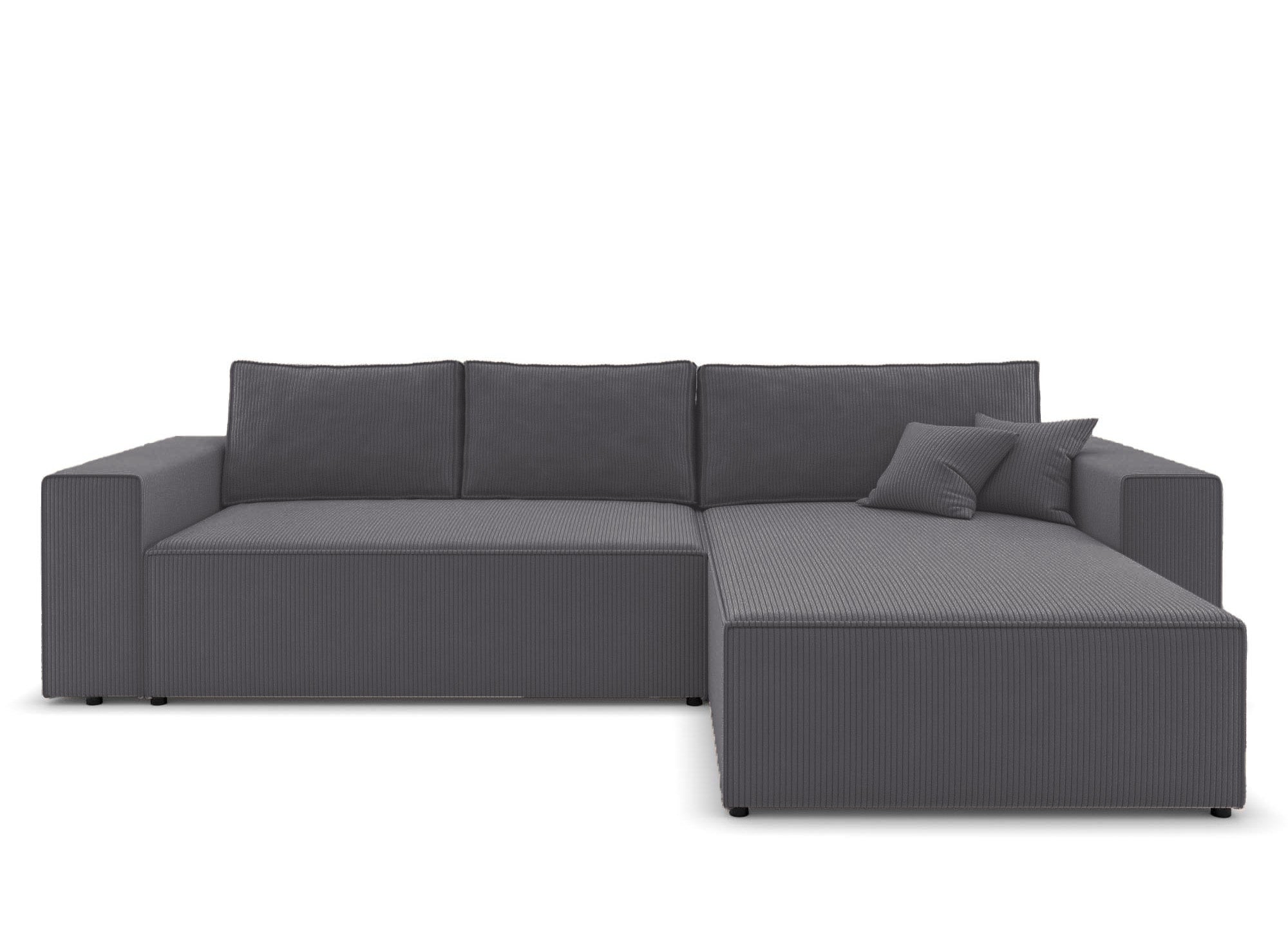 JADE Wandelbares und wendbares Ecksofa mit Stauraum aus anthrazitgrauem Cord