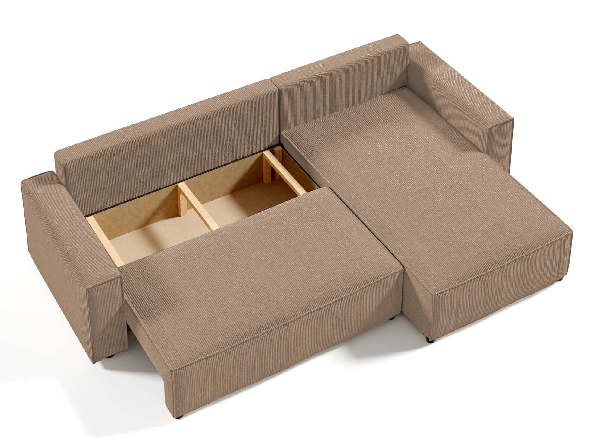 JADE Mokka Cord umwandelbares und wendbares Ecksofa mit Stauraum