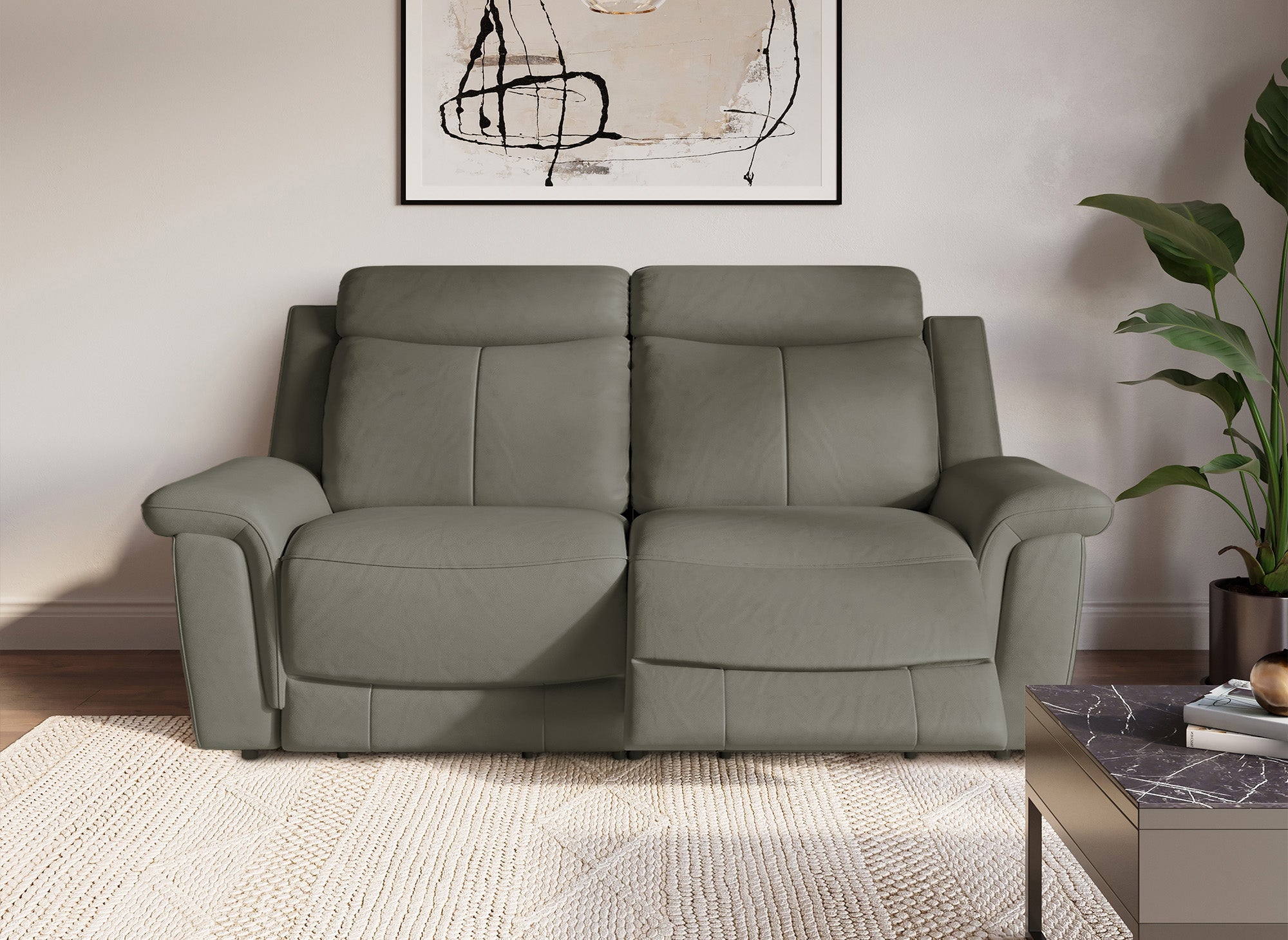 Elektrisches 3-Sitzer-Relaxsofa ERNEST aus grauem Leder