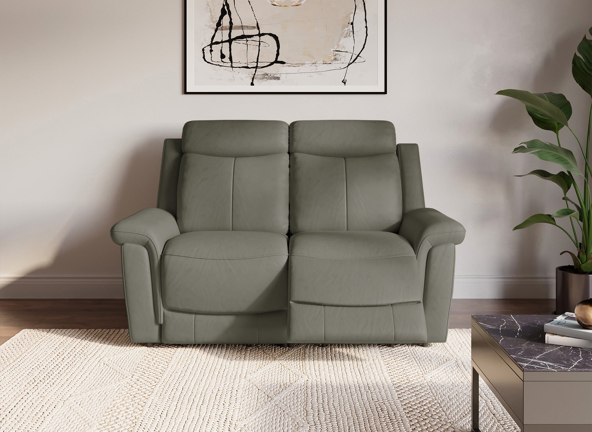 Elektrisches 2-Sitzer-Relaxsofa ERNEST aus grauem Leder