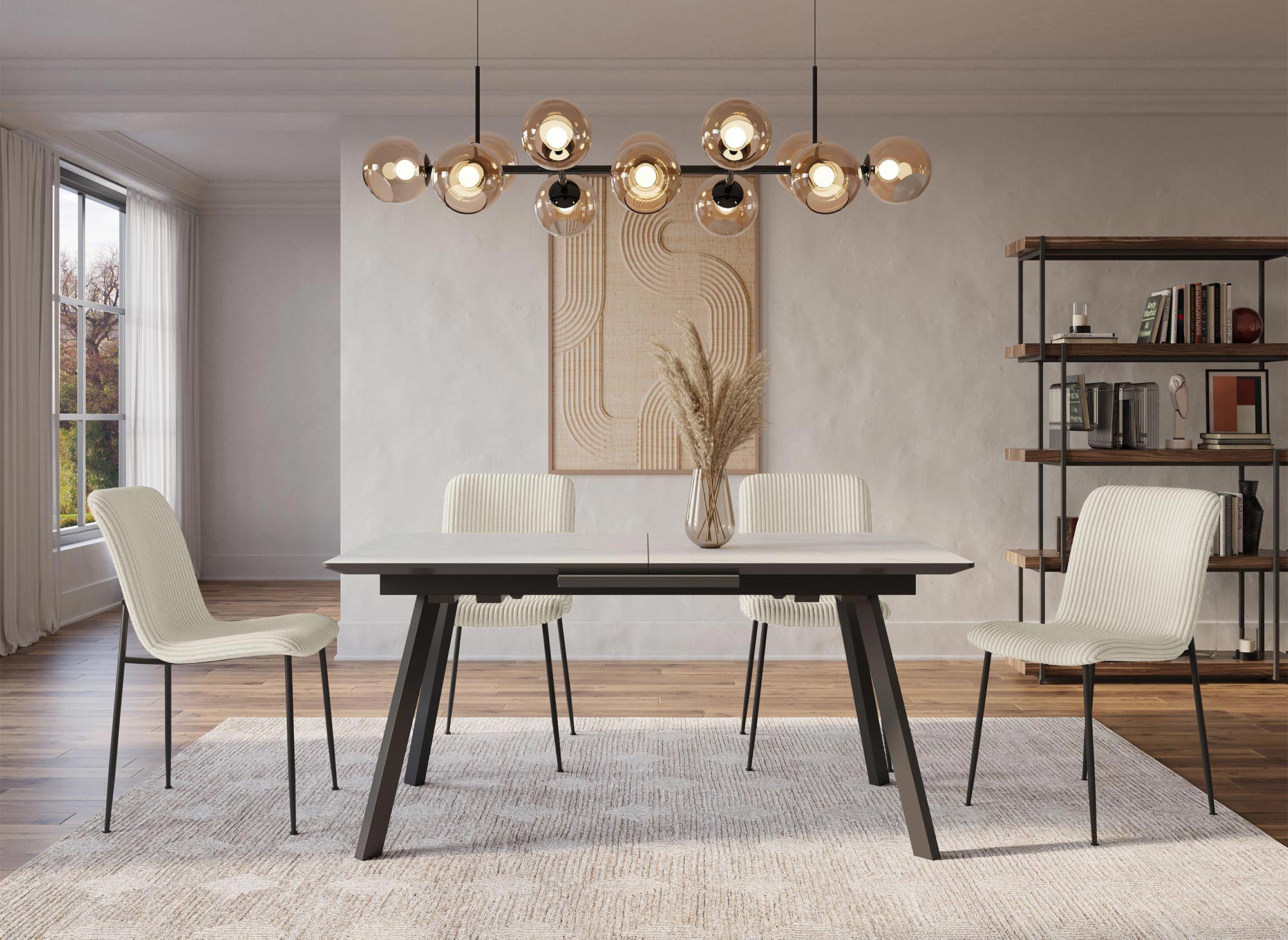 4er-Set beige Cordstühle CHERYL