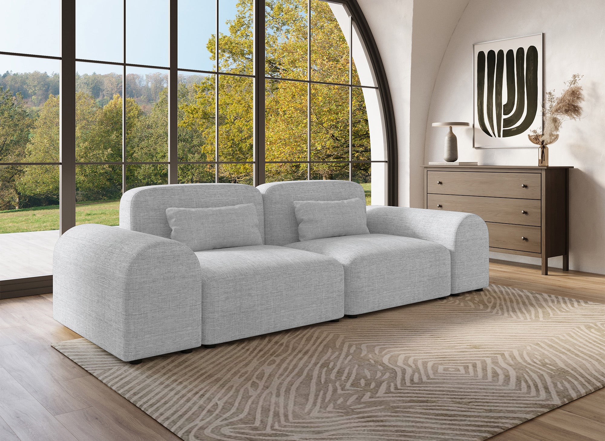 Modernes 3-Sitzer-Sofa EMMA aus grauem Stoff