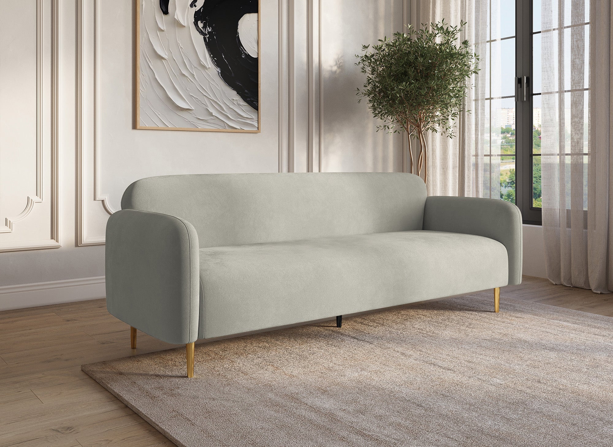 MARILYNE 3-Sitzer-Sofa aus beigem Samt