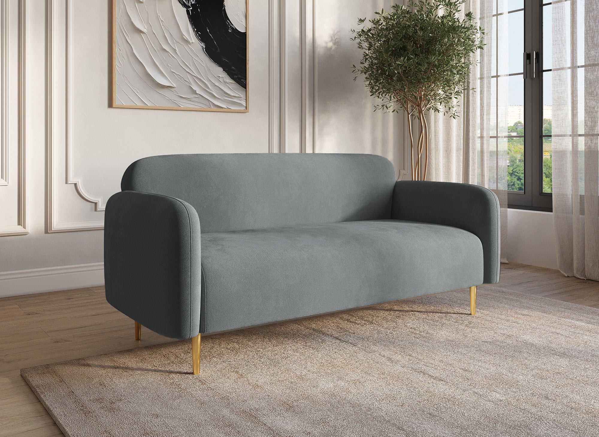 MARILYNE 2-Sitzer-Sofa aus grauem Samt