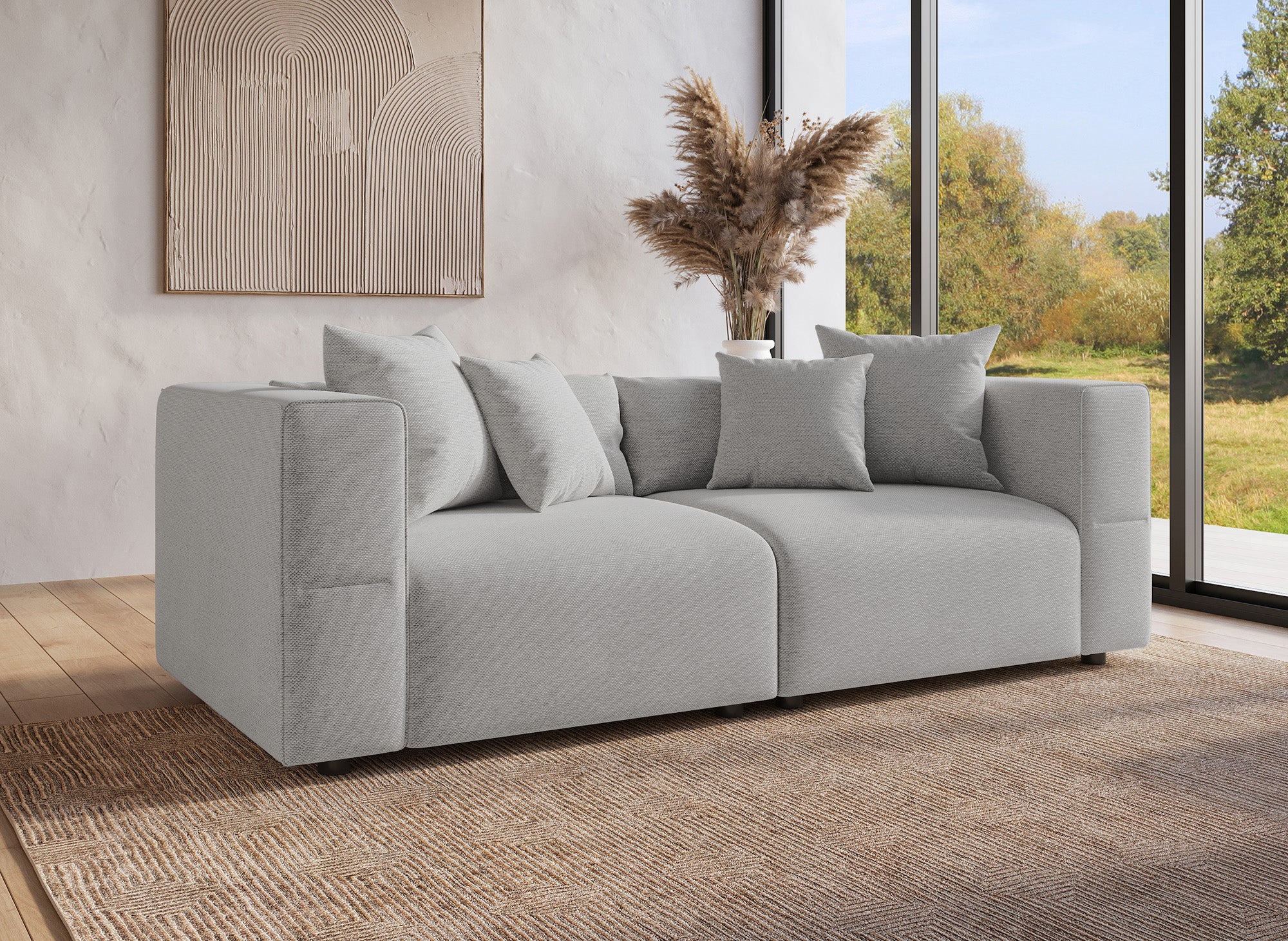 EVELYNE 3-Sitzer-Sofa aus grauem Stoff
