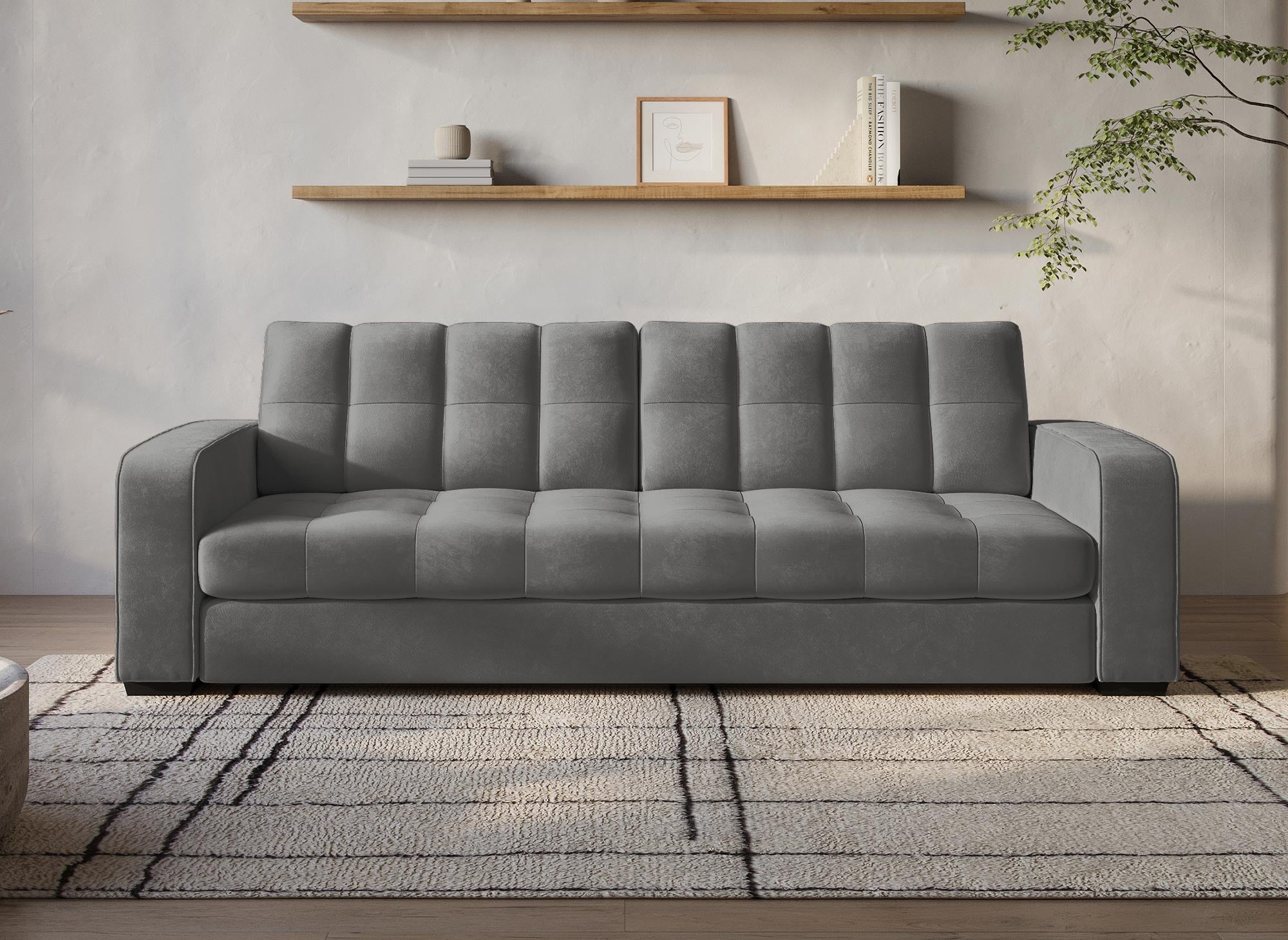 COSMO 3-Sitzer-Sofa aus grauem Samt