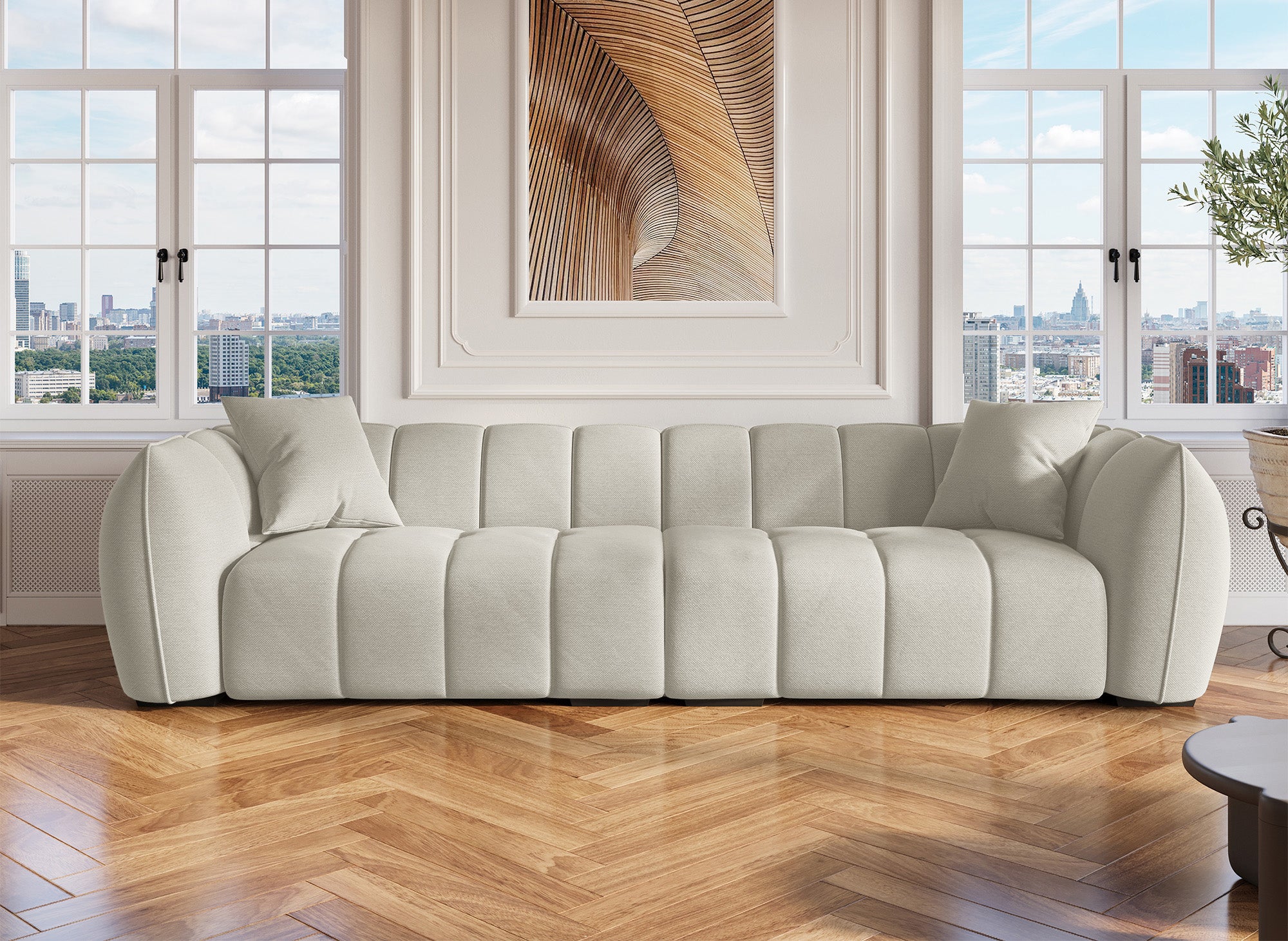 ALISSA 4-Sitzer-Sofa aus beigefarbenem Stoff