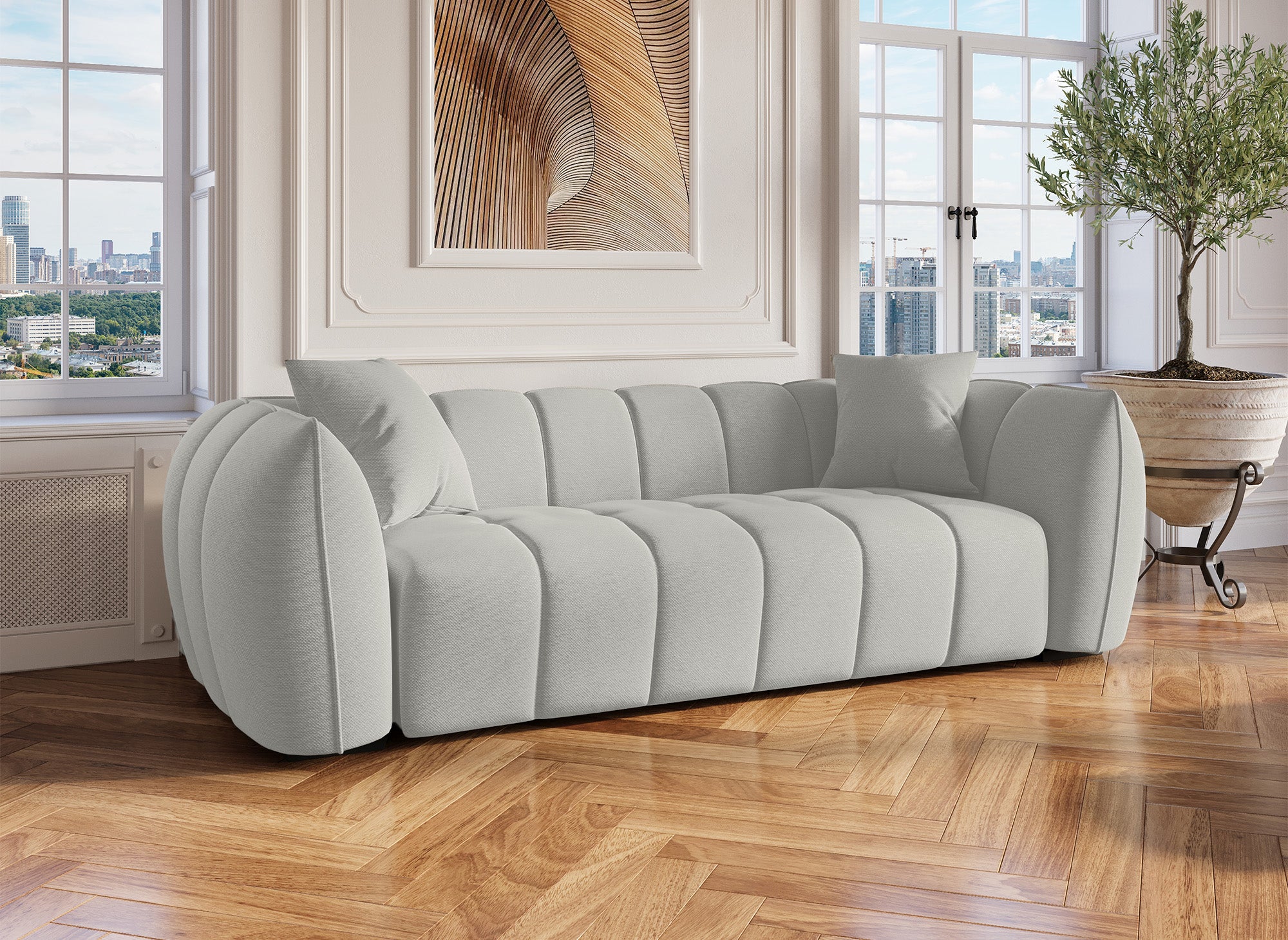 ALISSA 3-Sitzer-Sofa aus grauem Stoff