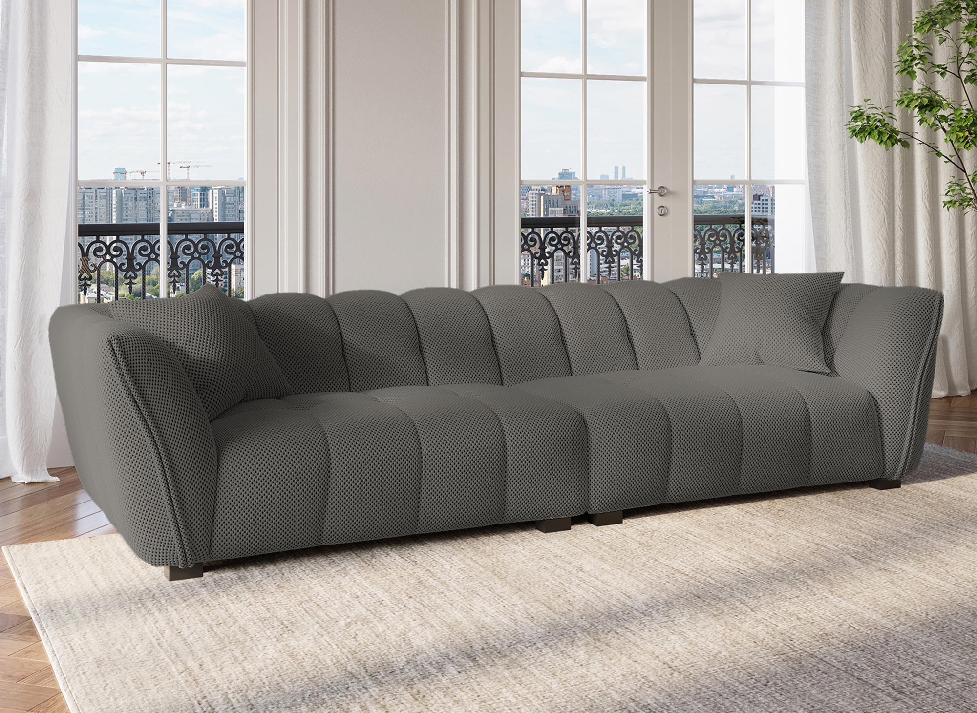 ELENA 4-Sitzer-Sofa aus grauem 3D-Stoff