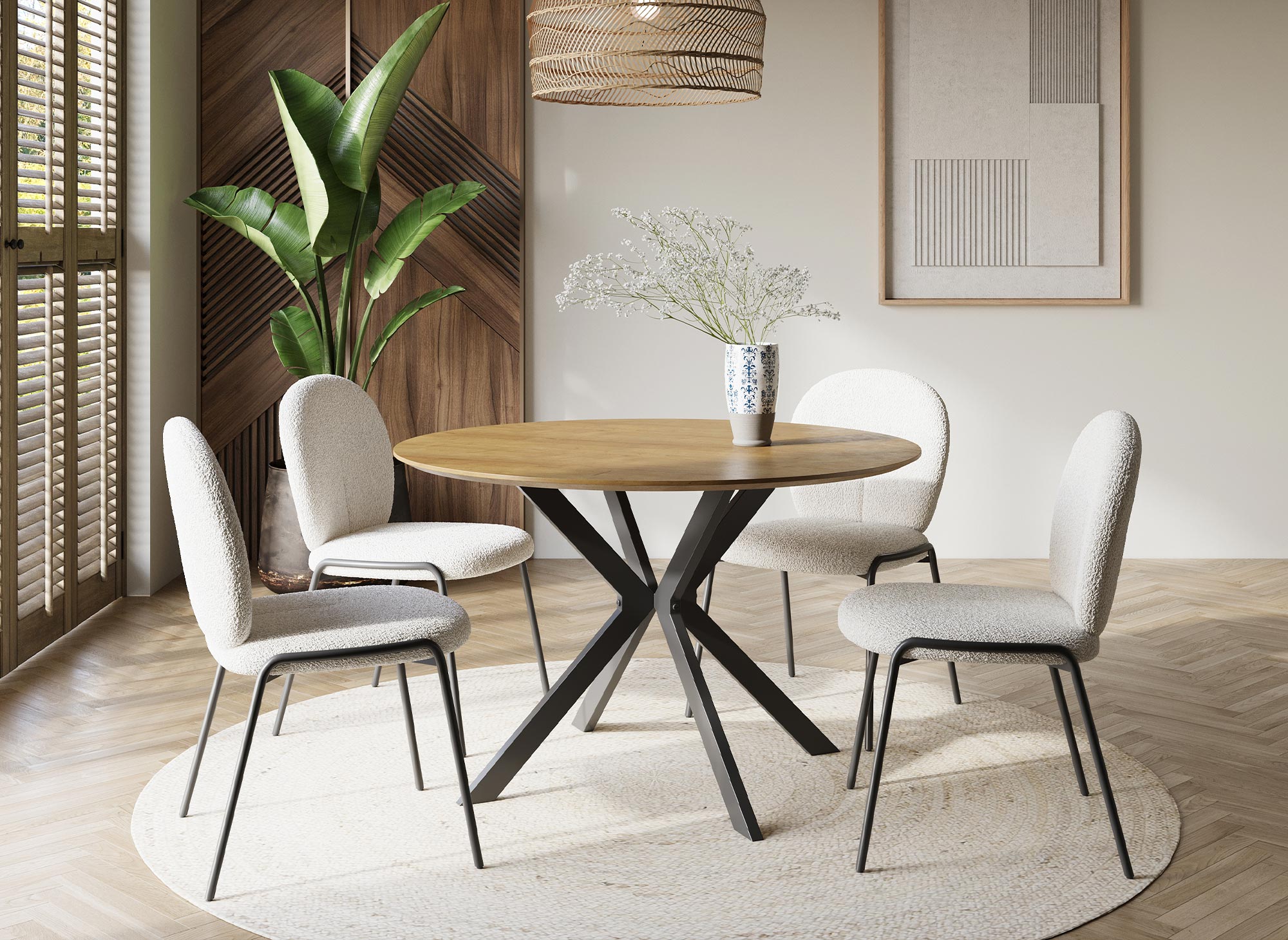 2er Set Designerstühle in weißem Frotteestoff BENTA