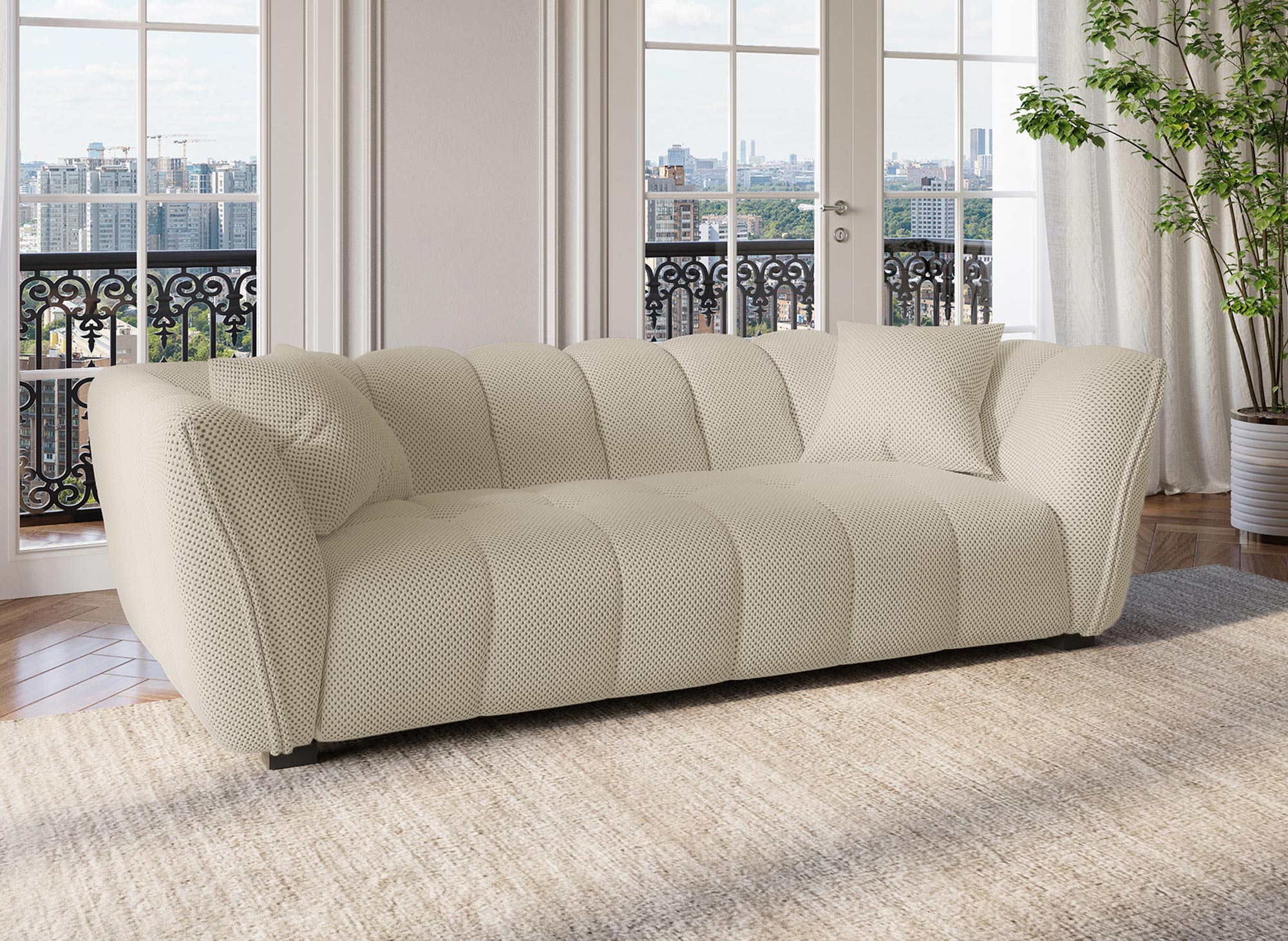 ELENA 3-Sitzer-Sofa aus beigem 3D-Stoff