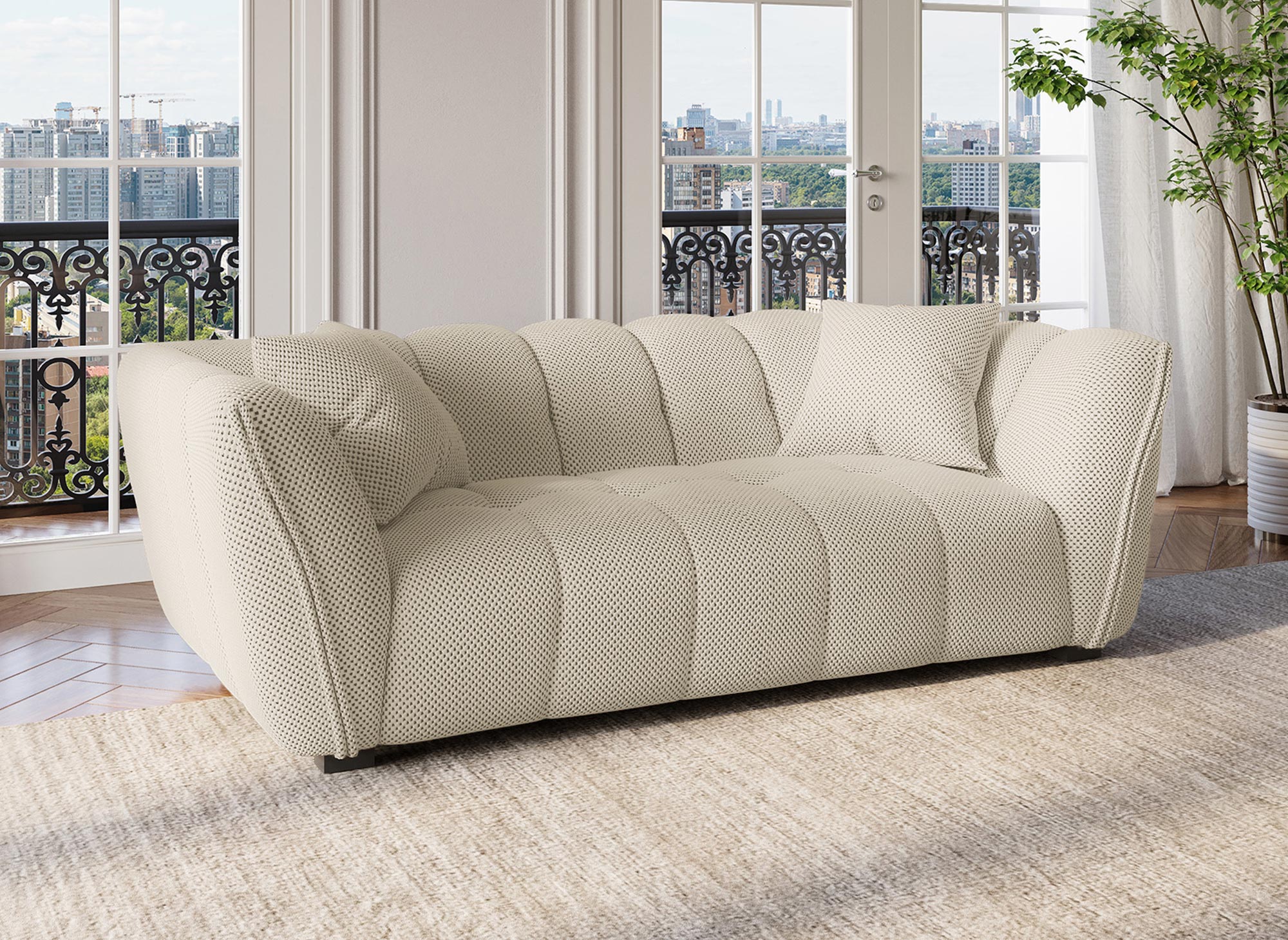 ELENA beige 3D-Stoff 2-Sitzer-Sofa