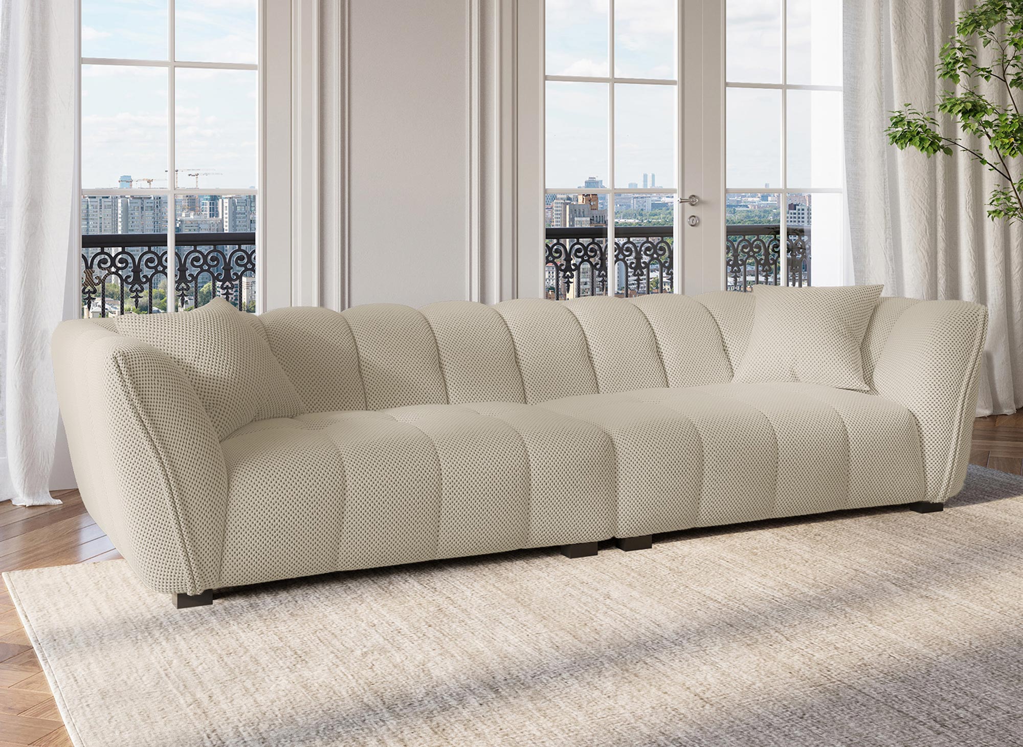 ELENA 4-Sitzer-Sofa aus beigefarbenem 3D-Stoff
