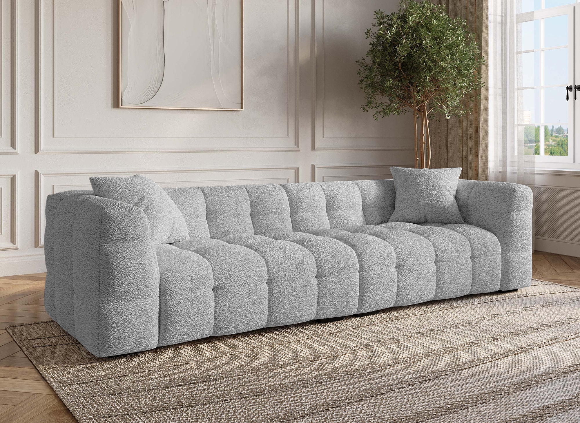 BELLA 4-Sitzer-Sofa in grauer Schaffelloptik