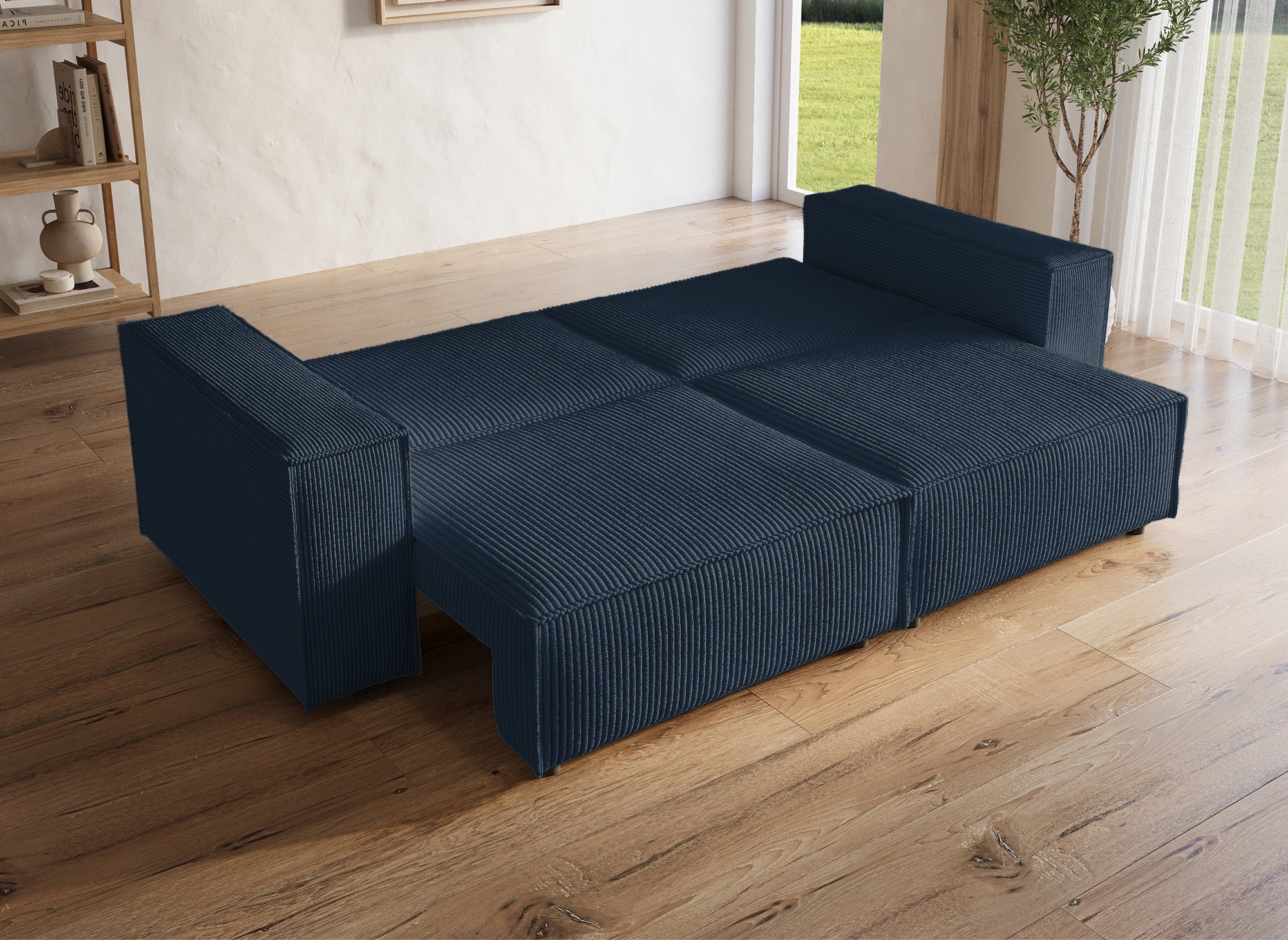 3-Sitzer-Sofa mit Stauraum aus jadeblauem Samt