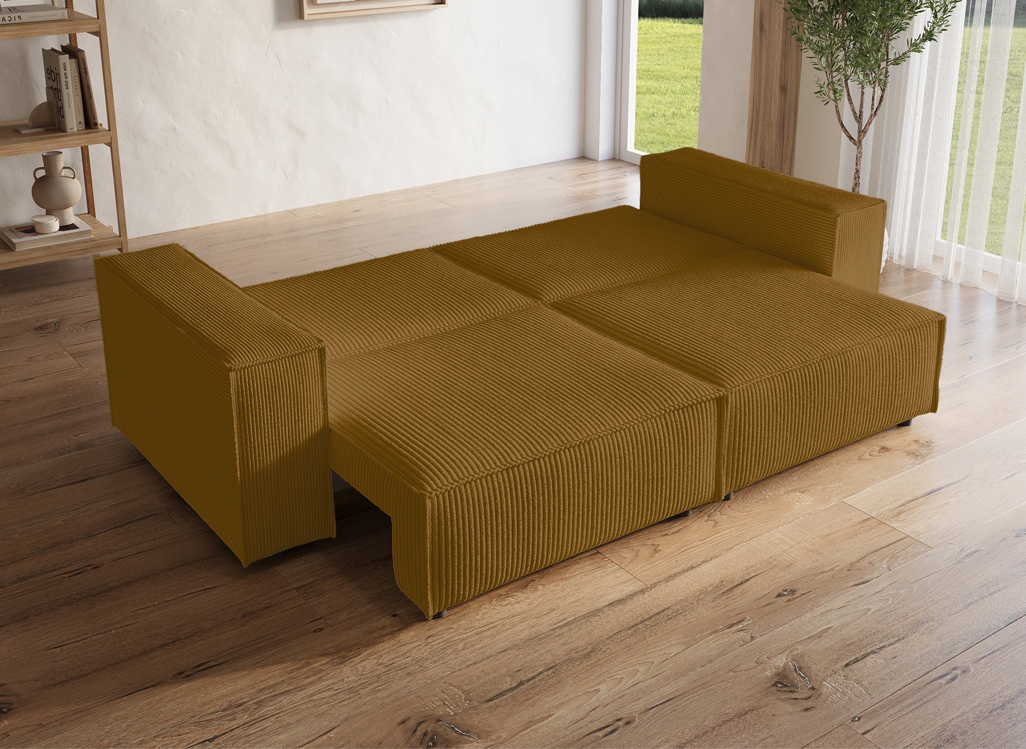 JADE 3-Sitzer-Sofa aus senfgelbem Samt mit Stauraum