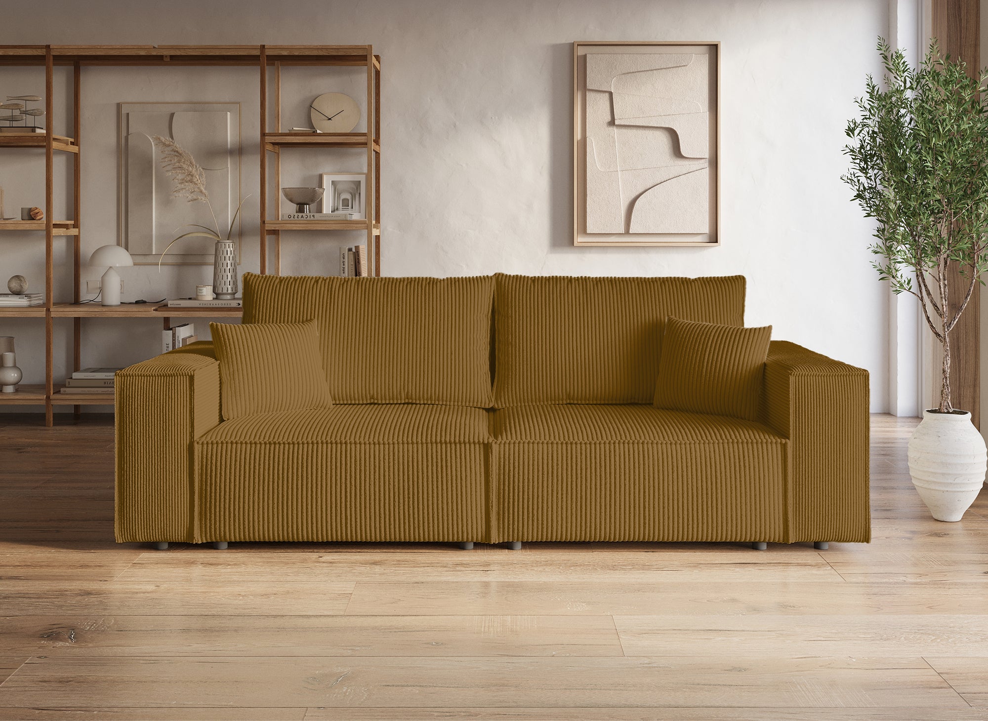 JADE 3-Sitzer-Sofa aus senfgelbem Samt mit Stauraum