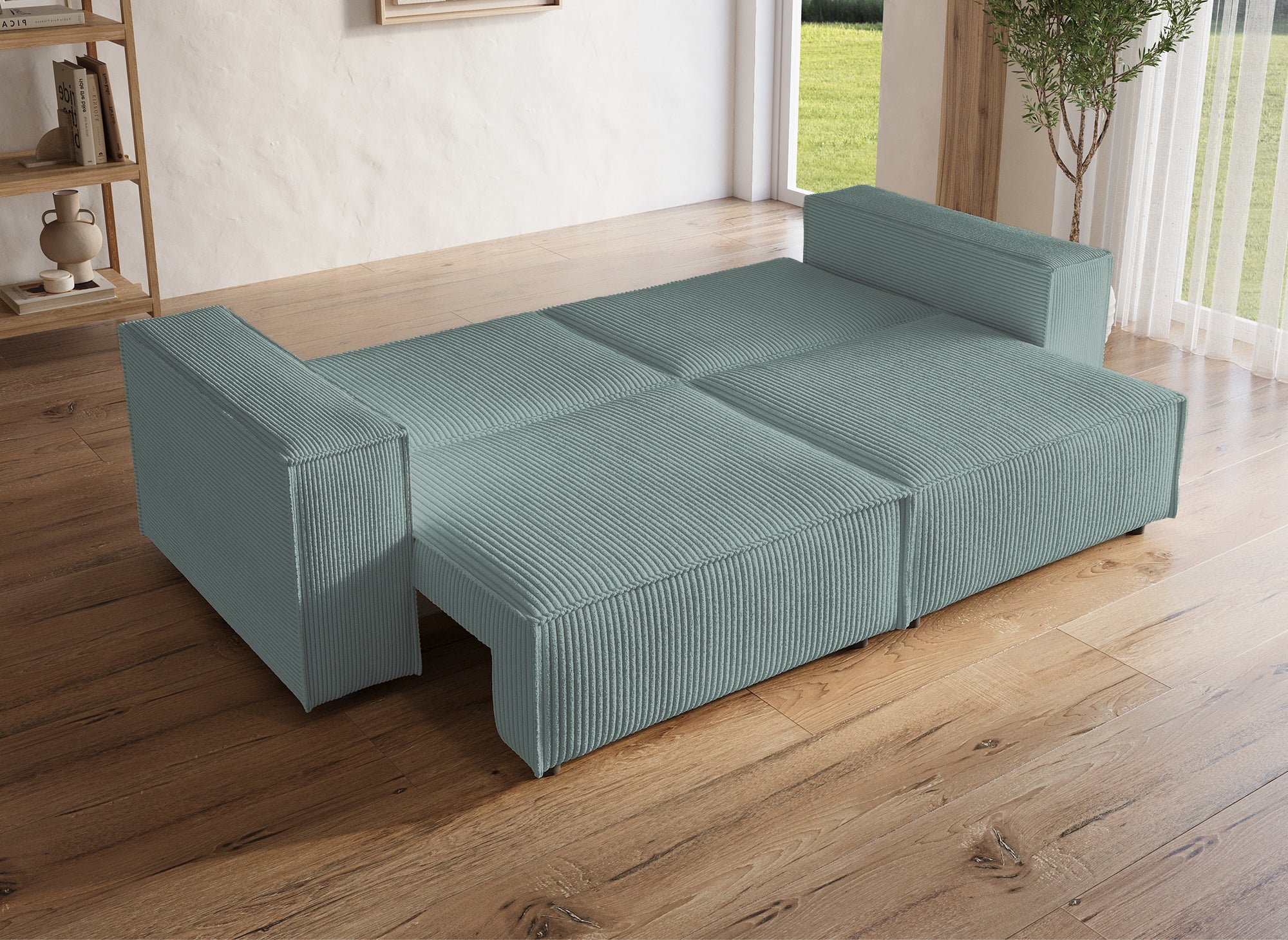 JADE 3-Sitzer-Sofa mit Stauraum aus wassergrünem Samt