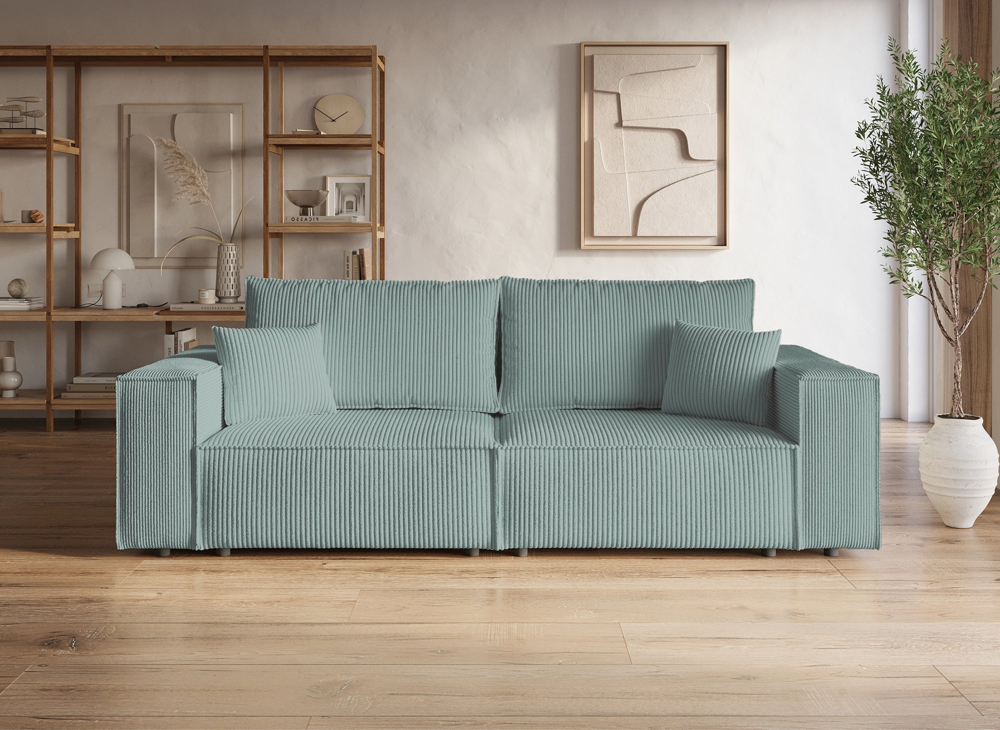 JADE 3-Sitzer-Sofa mit Stauraum aus wassergrünem Samt