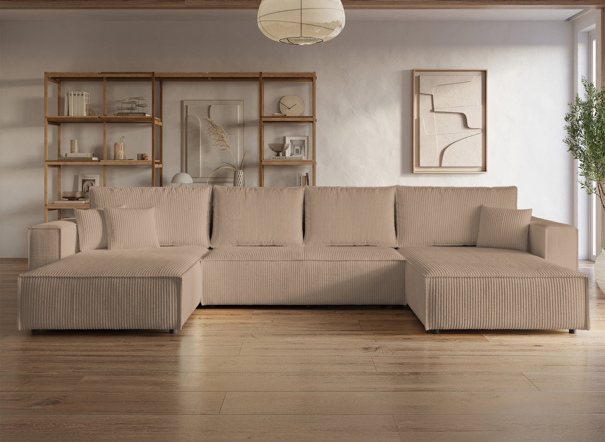 JADE Panorama-Sofa mit Stauraum, Mokka-Cord