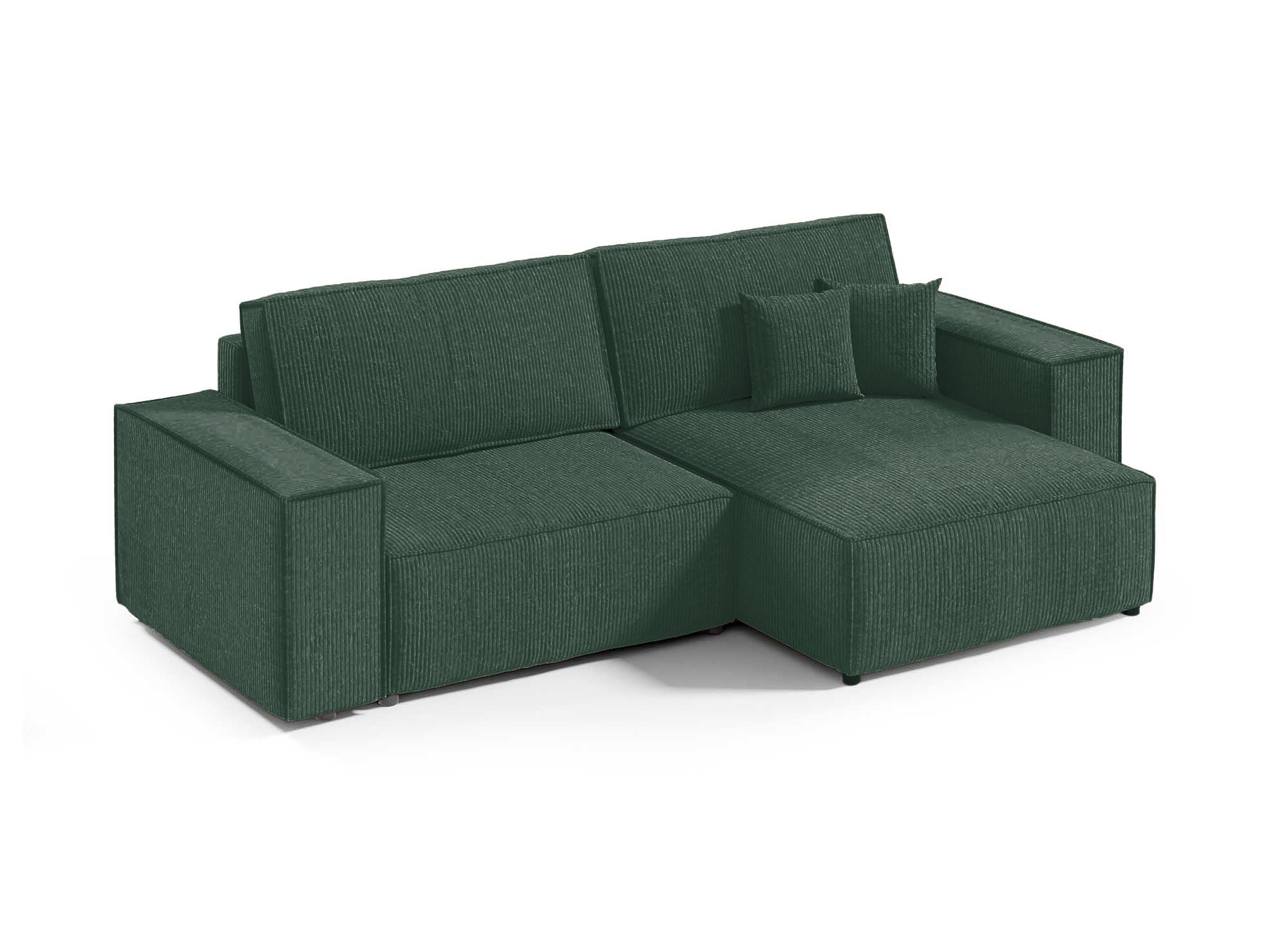 JADE MINI Ecksofa aus grünem Cord mit Stauraum, umwandelbar und wendbar