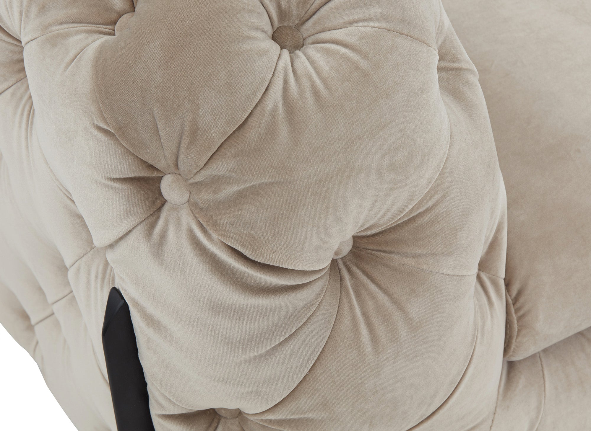 CARMEN 3-Sitzer-Sofa, feststehend, Chesterfield-Stil, gesteppt, beiger Samt