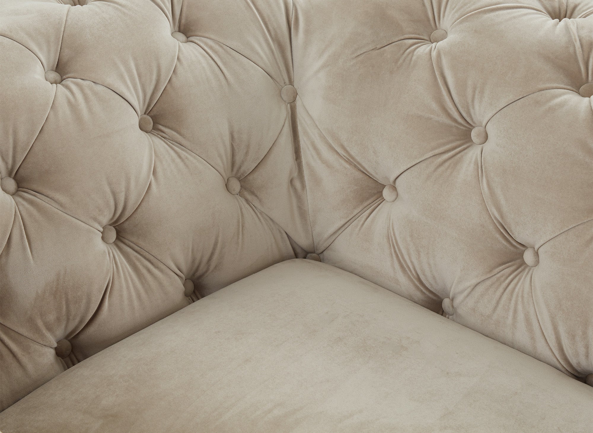 CARMEN beiger Chesterfield-Polstersessel aus Samt