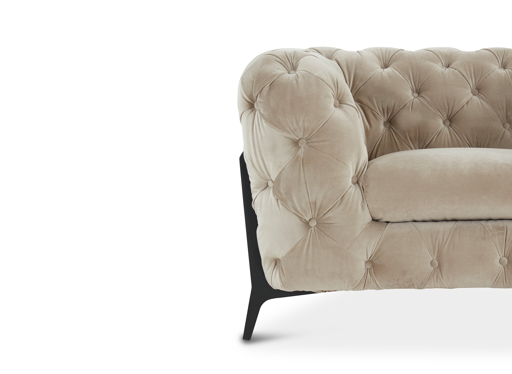 CARMEN beiger Chesterfield-Polstersessel aus Samt