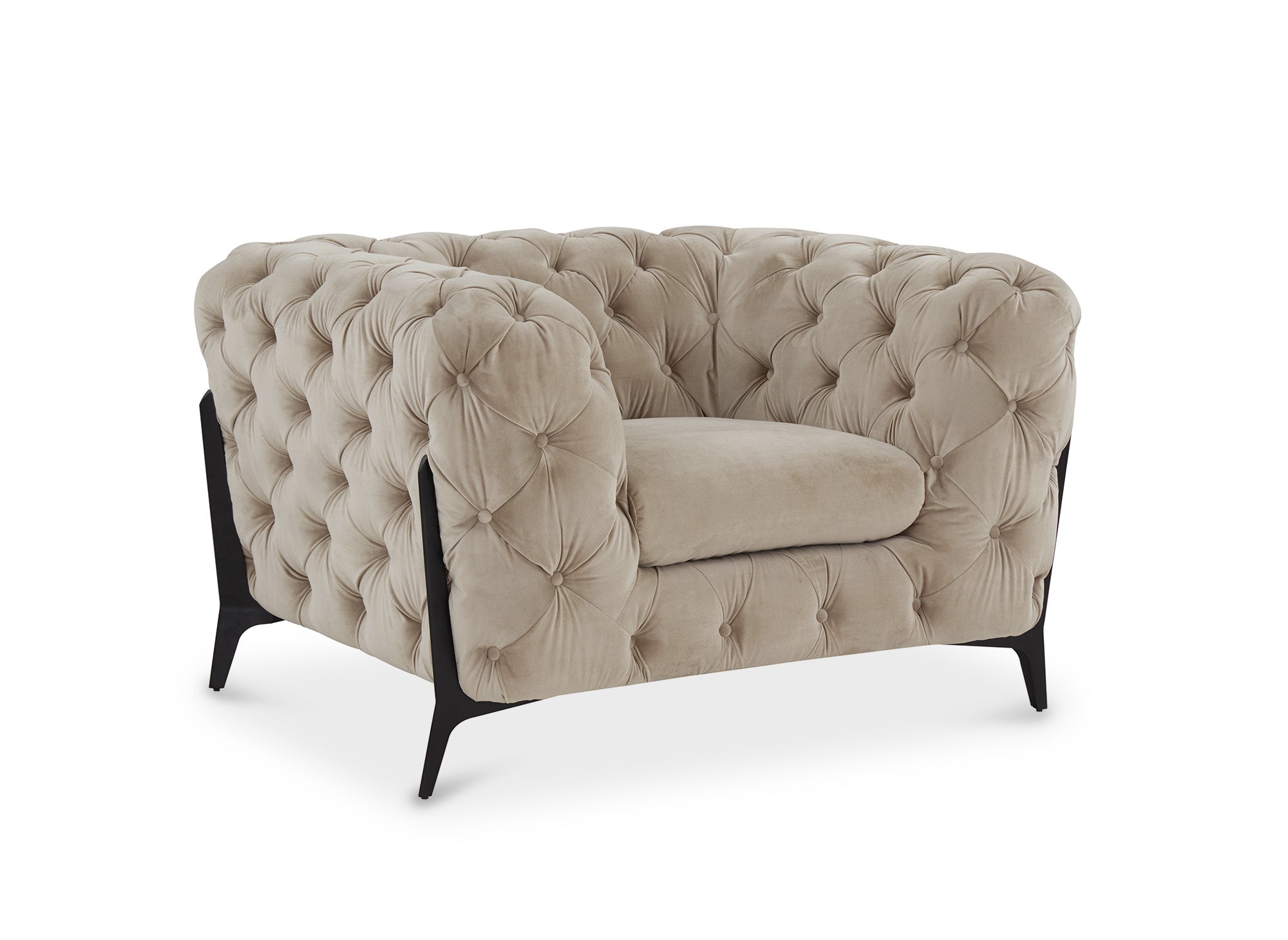 CARMEN beiger Chesterfield-Polstersessel aus Samt