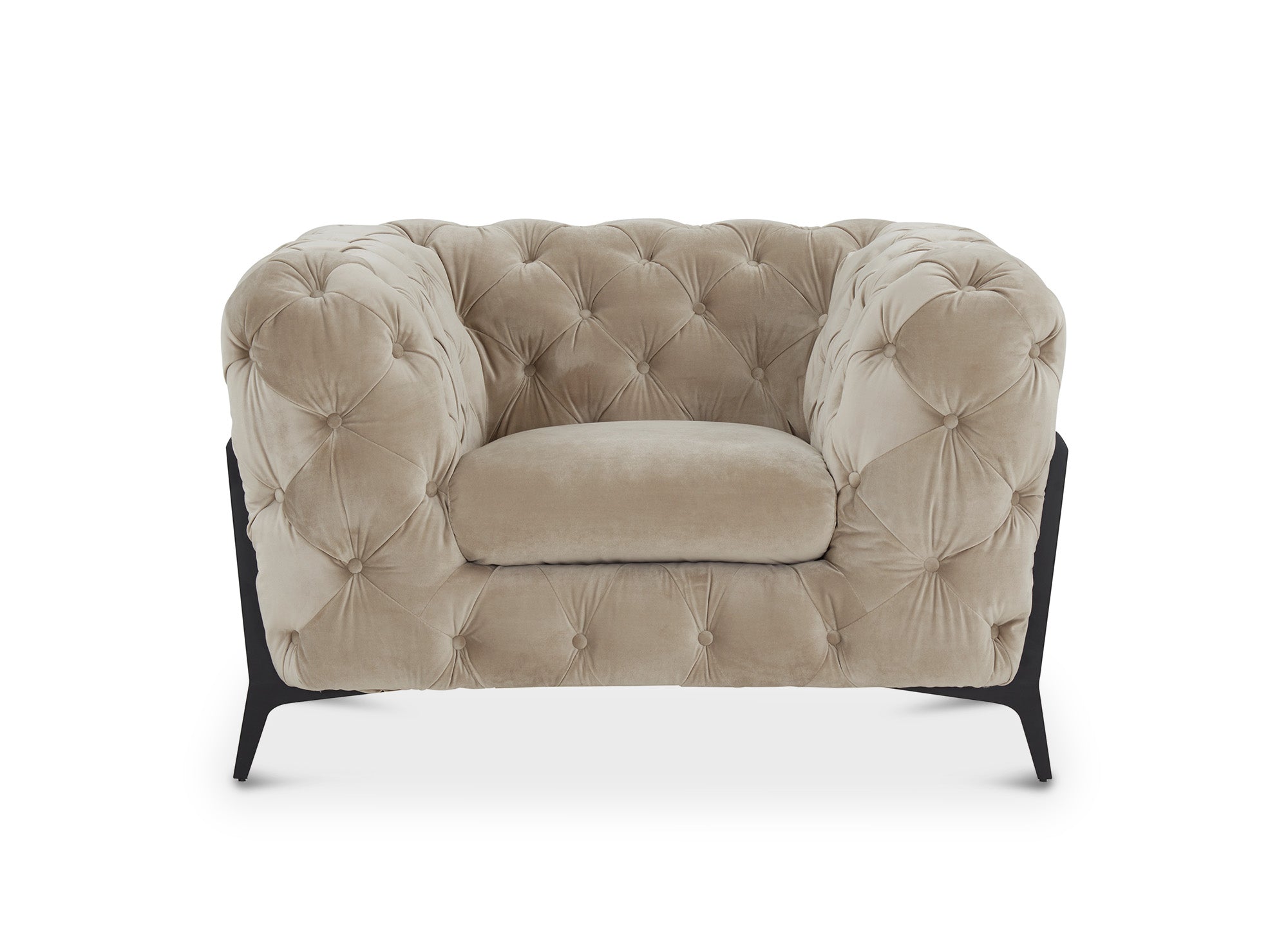 CARMEN beiger Chesterfield-Polstersessel aus Samt