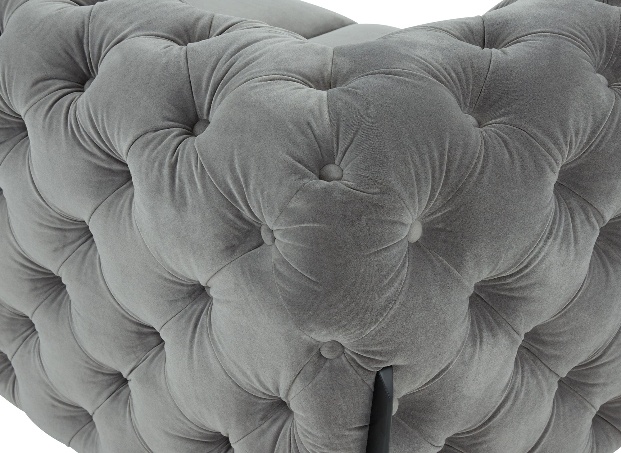 CARMEN 2-Sitzer-Chesterfield-Sofa mit Polsterung aus grauem Samt
