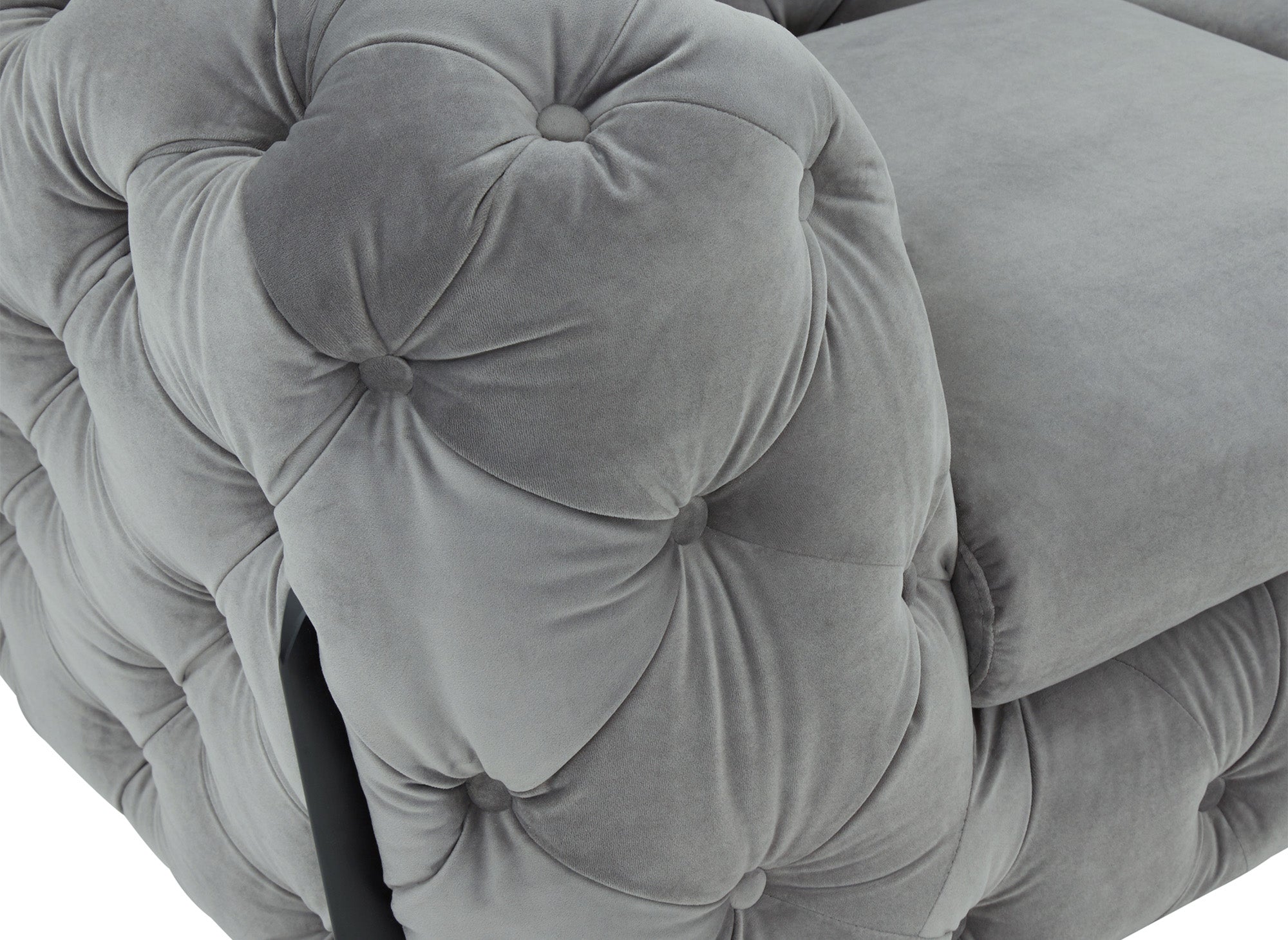 CARMEN 2-Sitzer-Sofa, feststehend, Chesterfield-Stil, gesteppt, grauer Samt