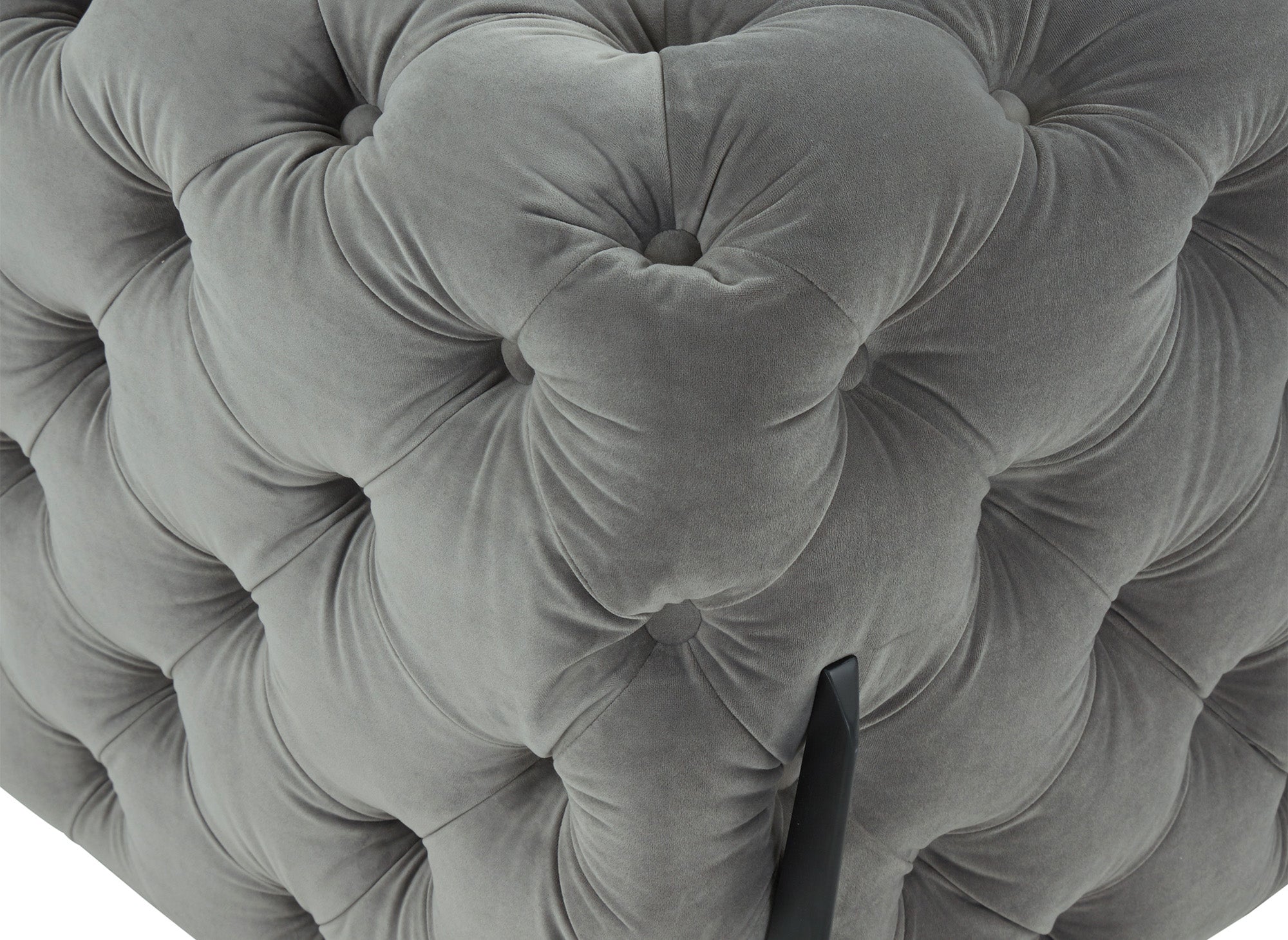 CARMEN 3-Sitzer-Sofa, feststehend, Chesterfield-Stil, gesteppt, grauer Samt