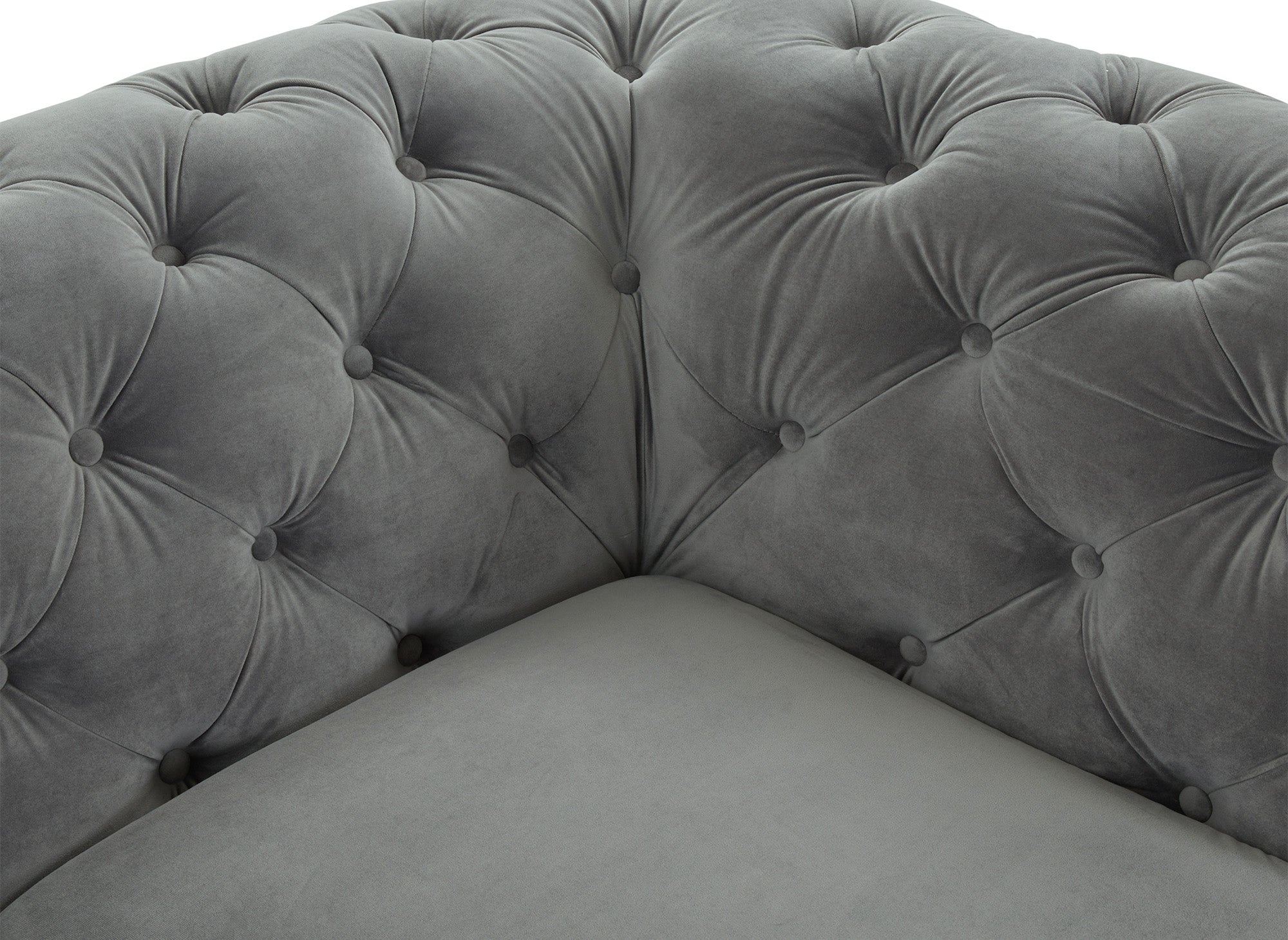 CARMEN 3-Sitzer-Chesterfield-Sofa mit Polsterung aus grauem Samt