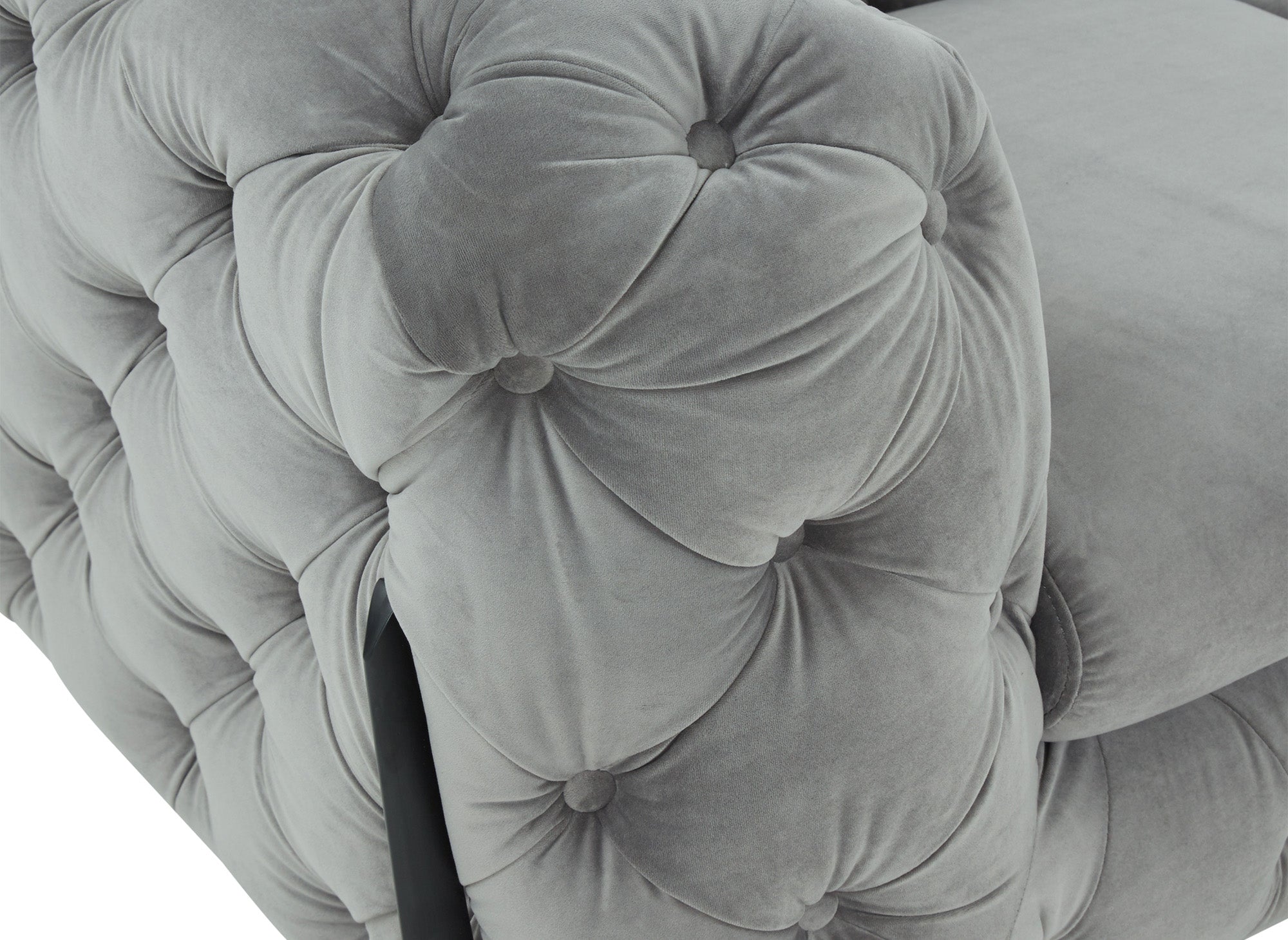 CARMEN 3-Sitzer-Sofa, feststehend, Chesterfield-Stil, gesteppt, grauer Samt