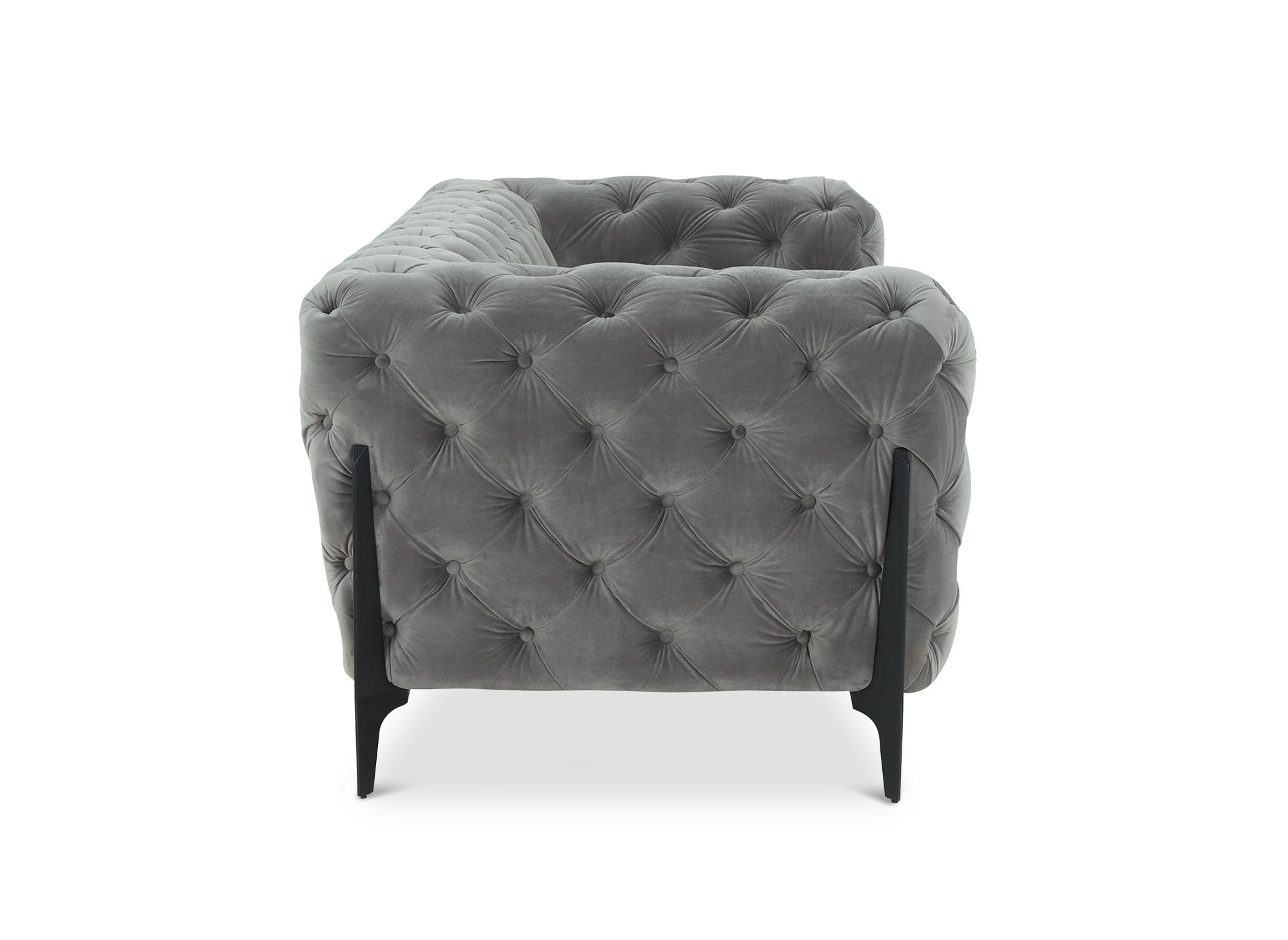 CARMEN 3-Sitzer-Chesterfield-Sofa mit Polsterung aus grauem Samt