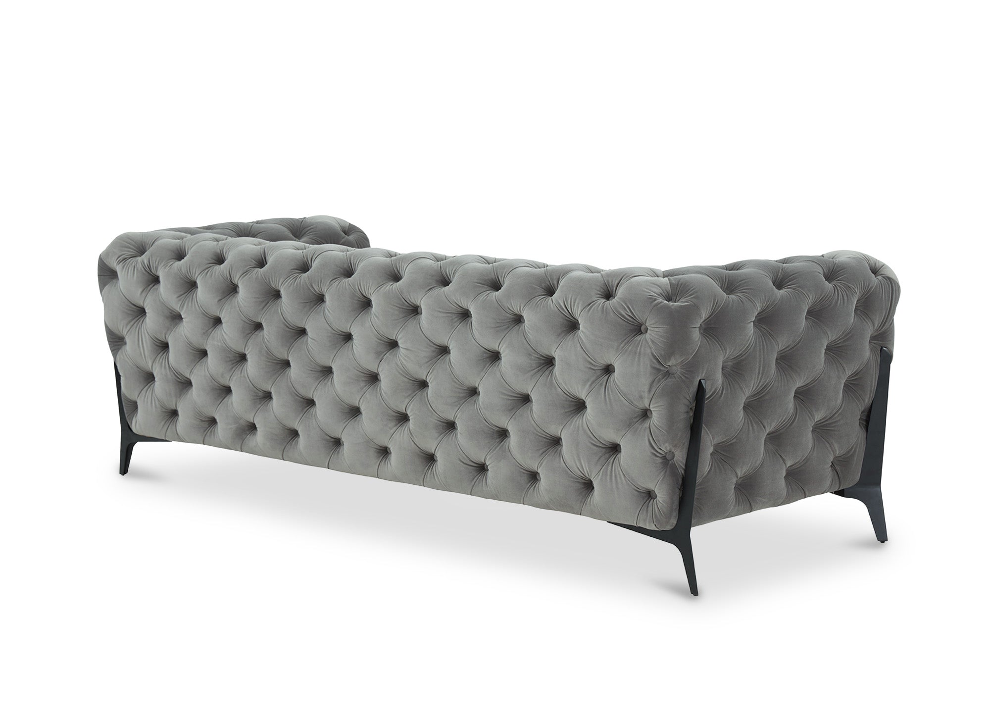 CARMEN 3-Sitzer-Chesterfield-Sofa mit Polsterung aus grauem Samt