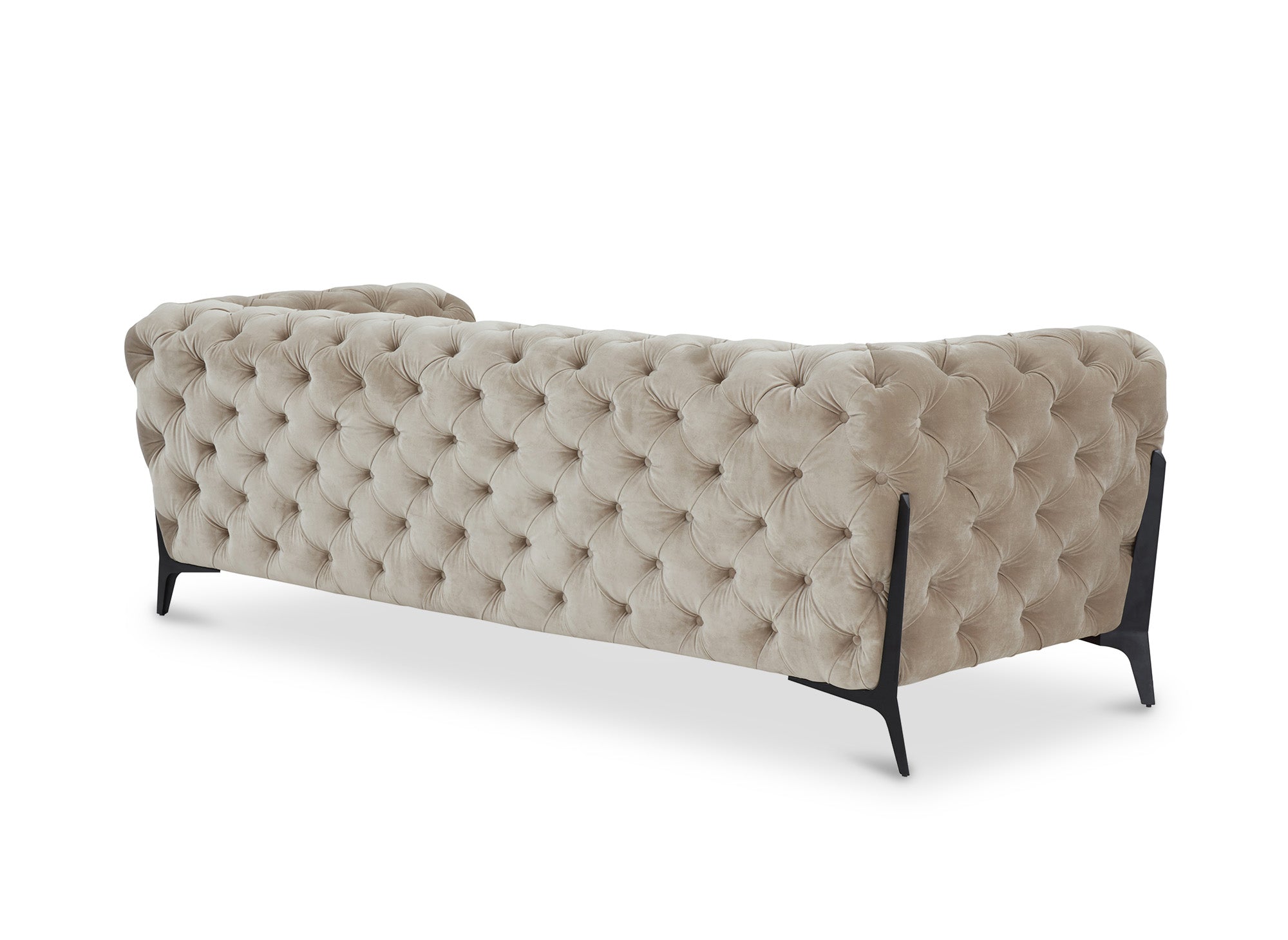CARMEN 3-Sitzer gepolstertes Chesterfield-Sofa aus beigefarbenem Samt